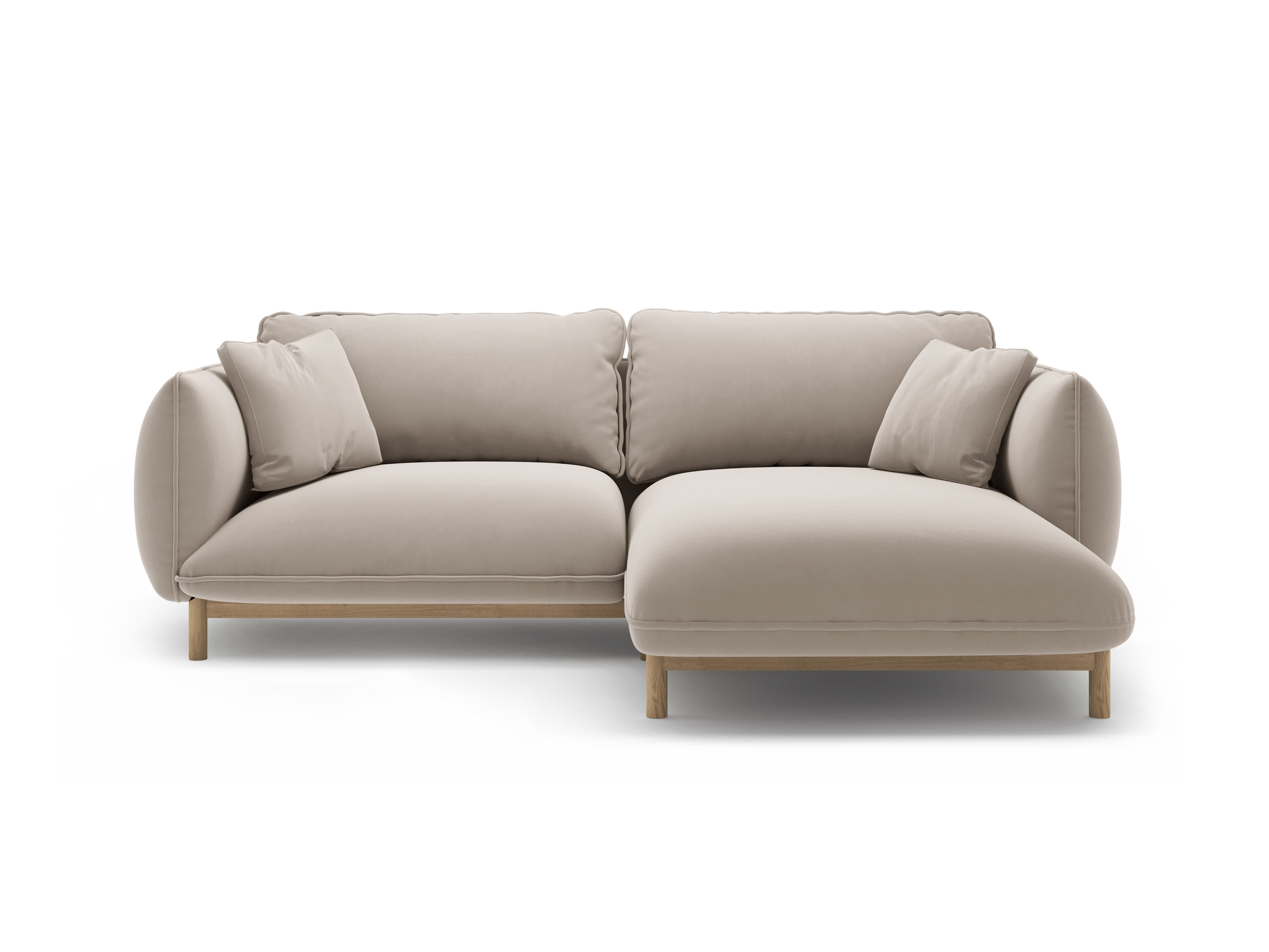 Right-facing velvet corner sofa ADA light beige