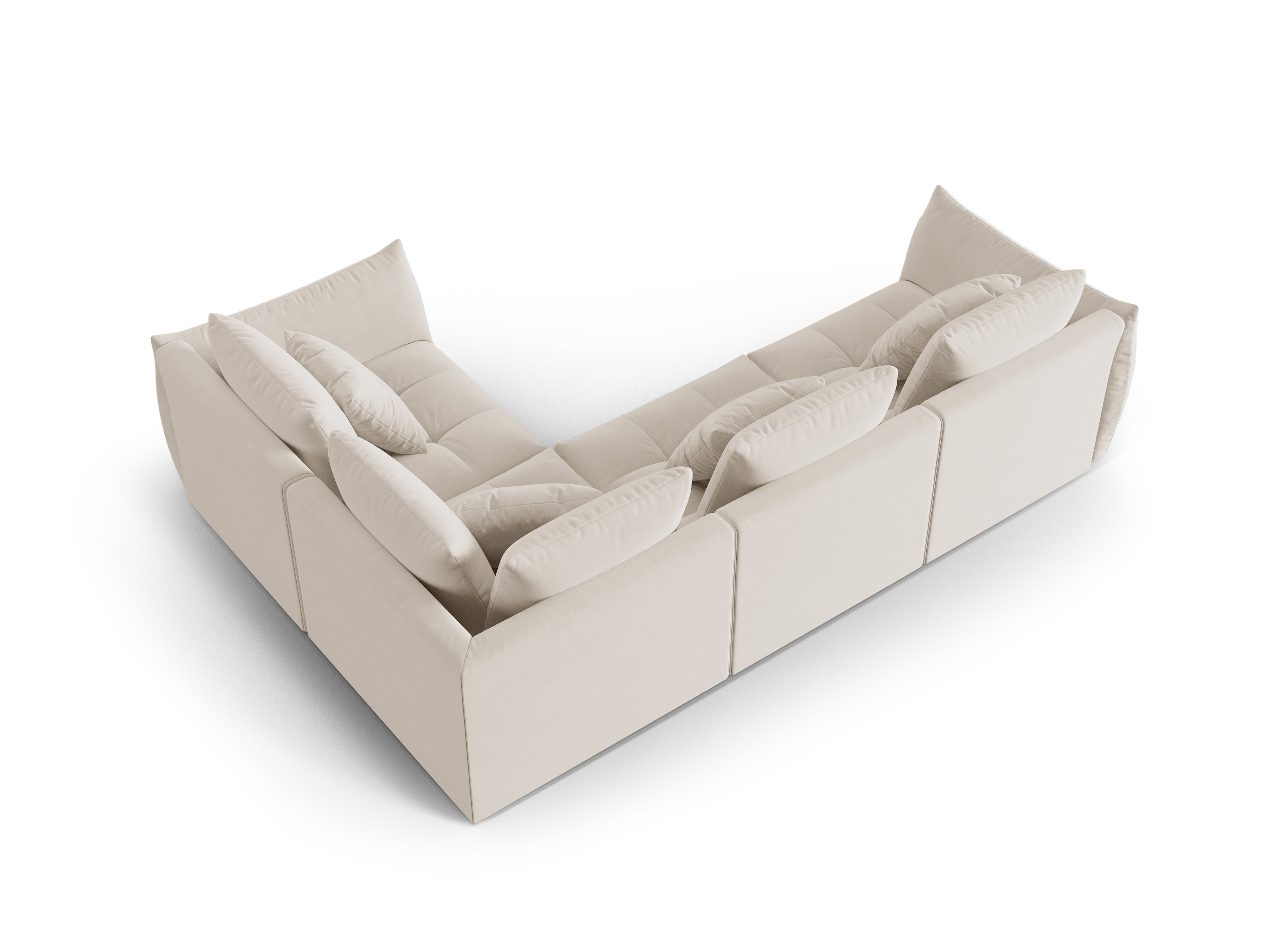 Modular Velvet Corner Sofa for 3 People Right-Hand Side BLOOM Ecru