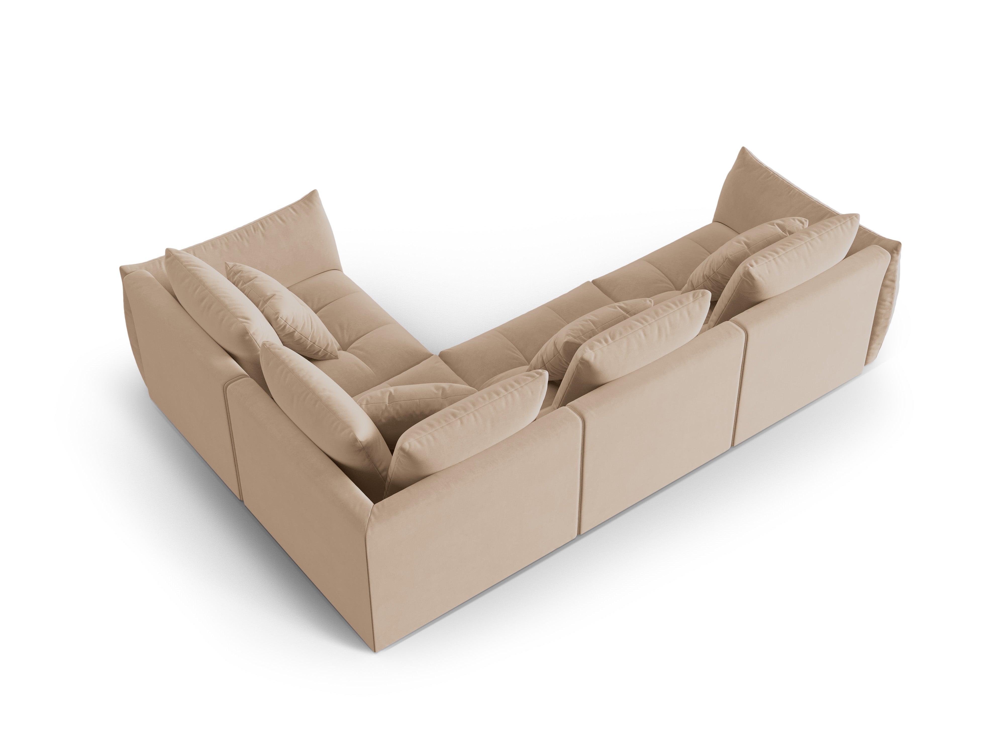 Modular velvet corner sofa for 3 people right-facing BLOOM sand