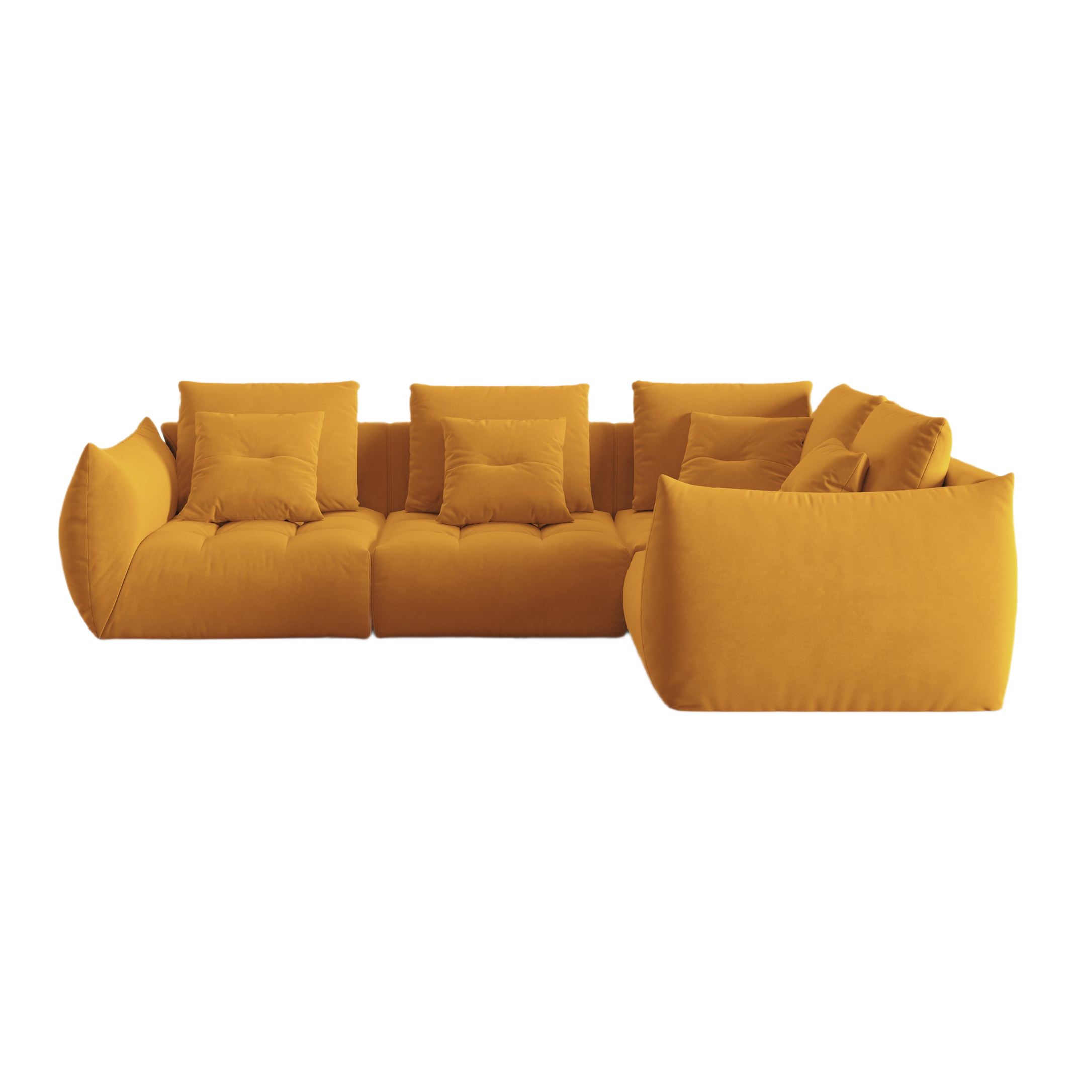 Modulární sametový rohový gauč pro 3 osoby pravý BLOOM žlutý