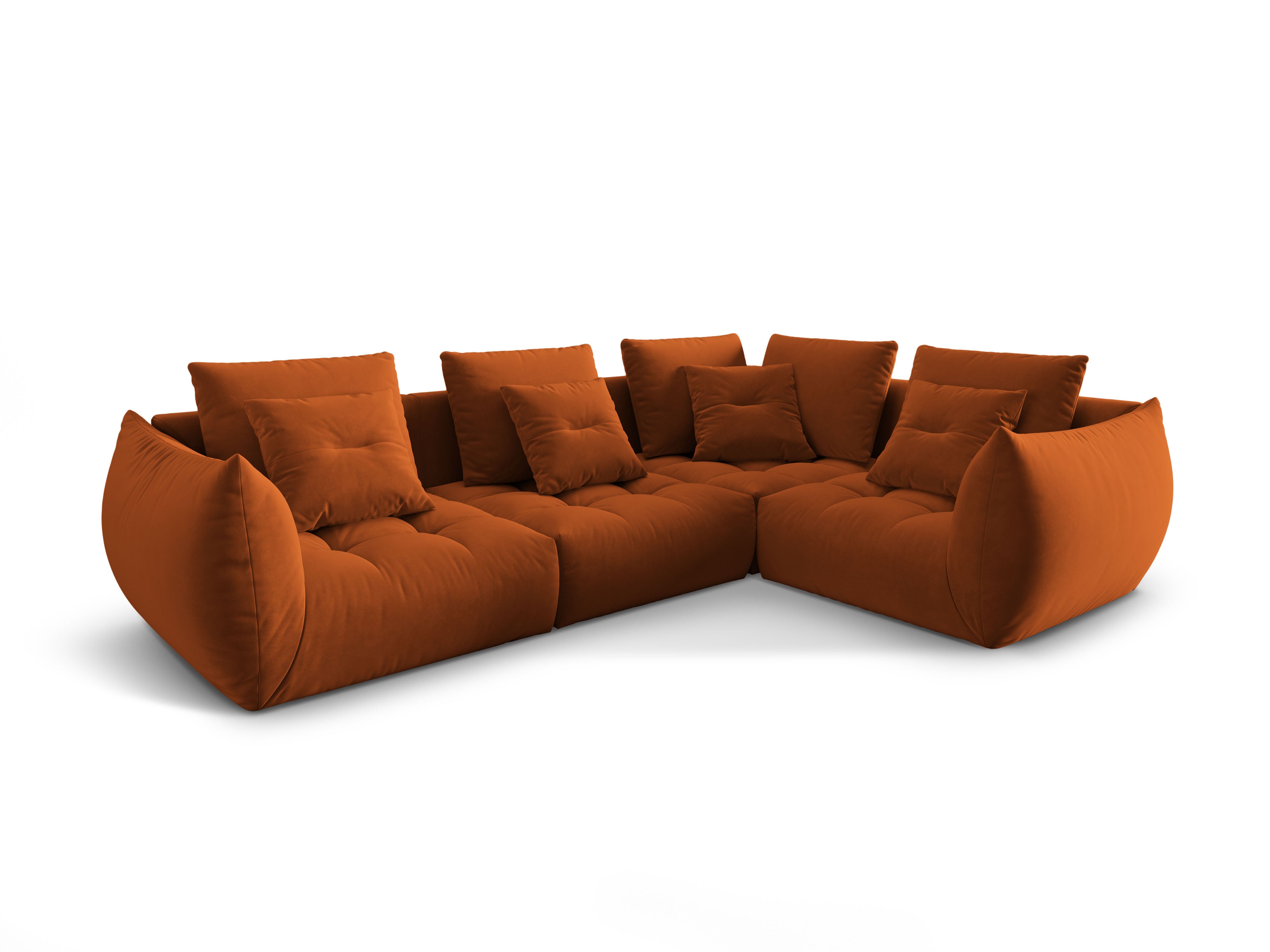 Modular Velvet Corner Sofa for 3 People Right Side BLOOM Terracotta