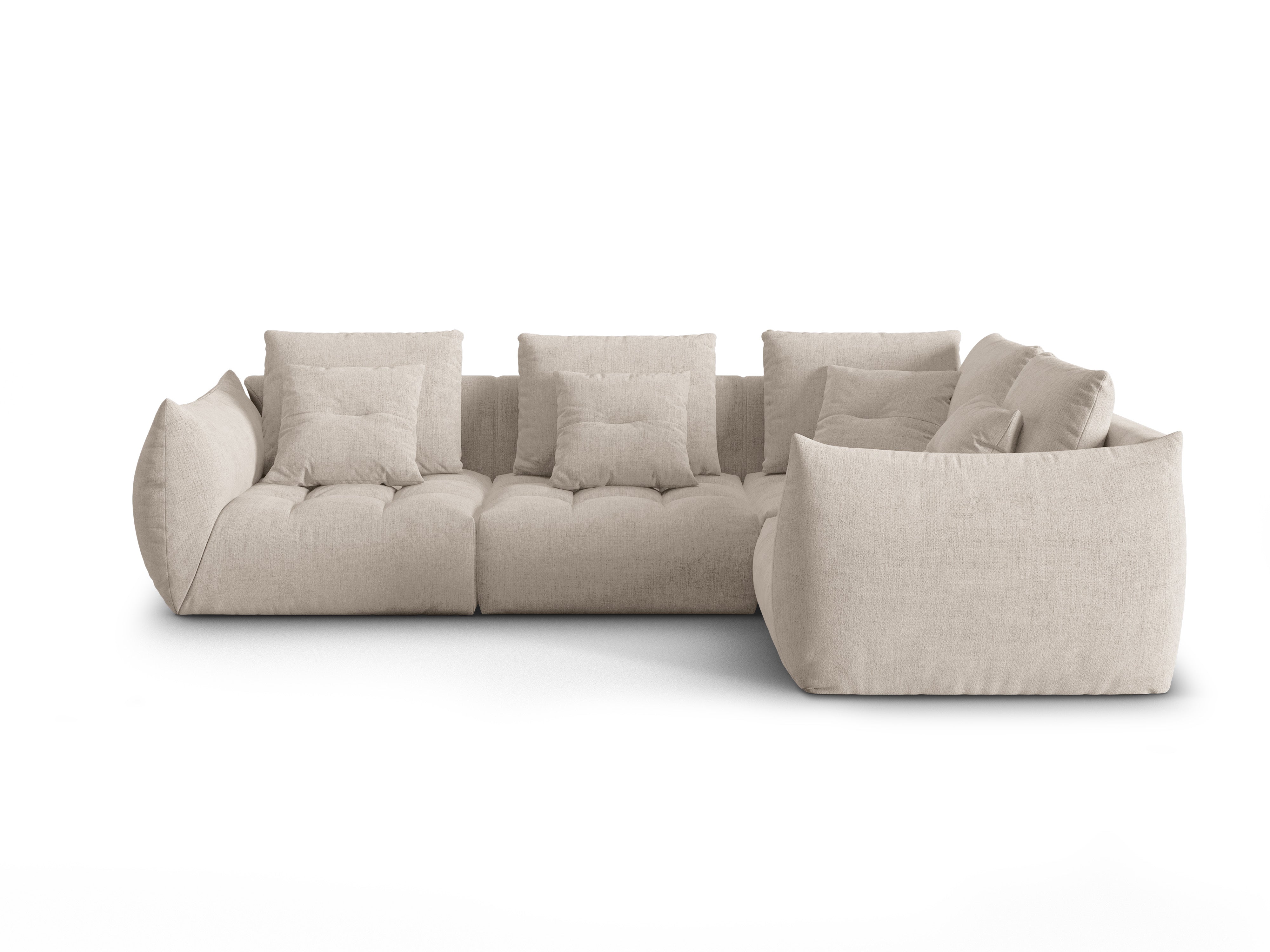 Right-facing 3-seater modular corner sofa BLOOM dark beige chenille