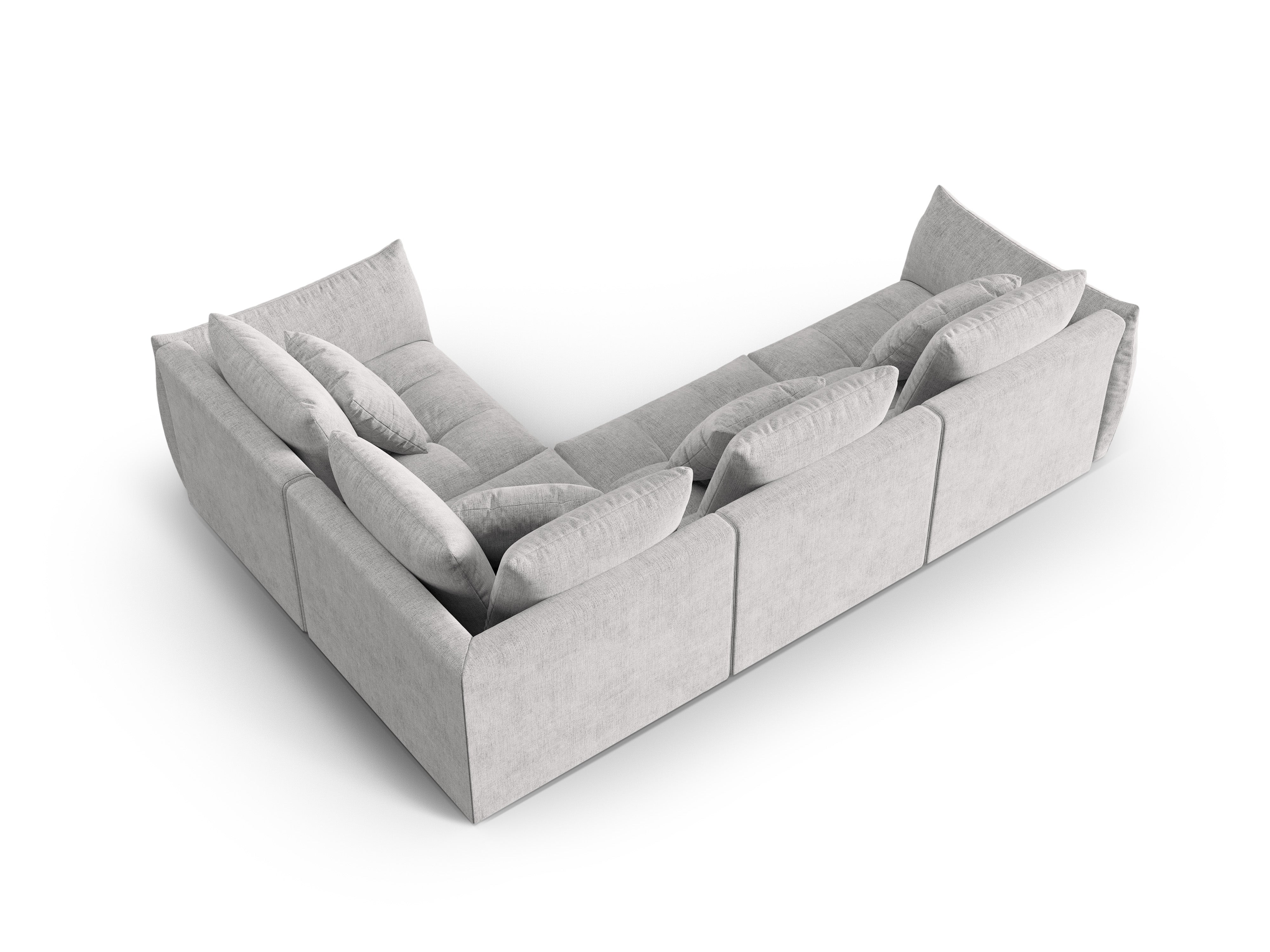 Right-facing 3-seater modular corner sofa BLOOM silver chenille