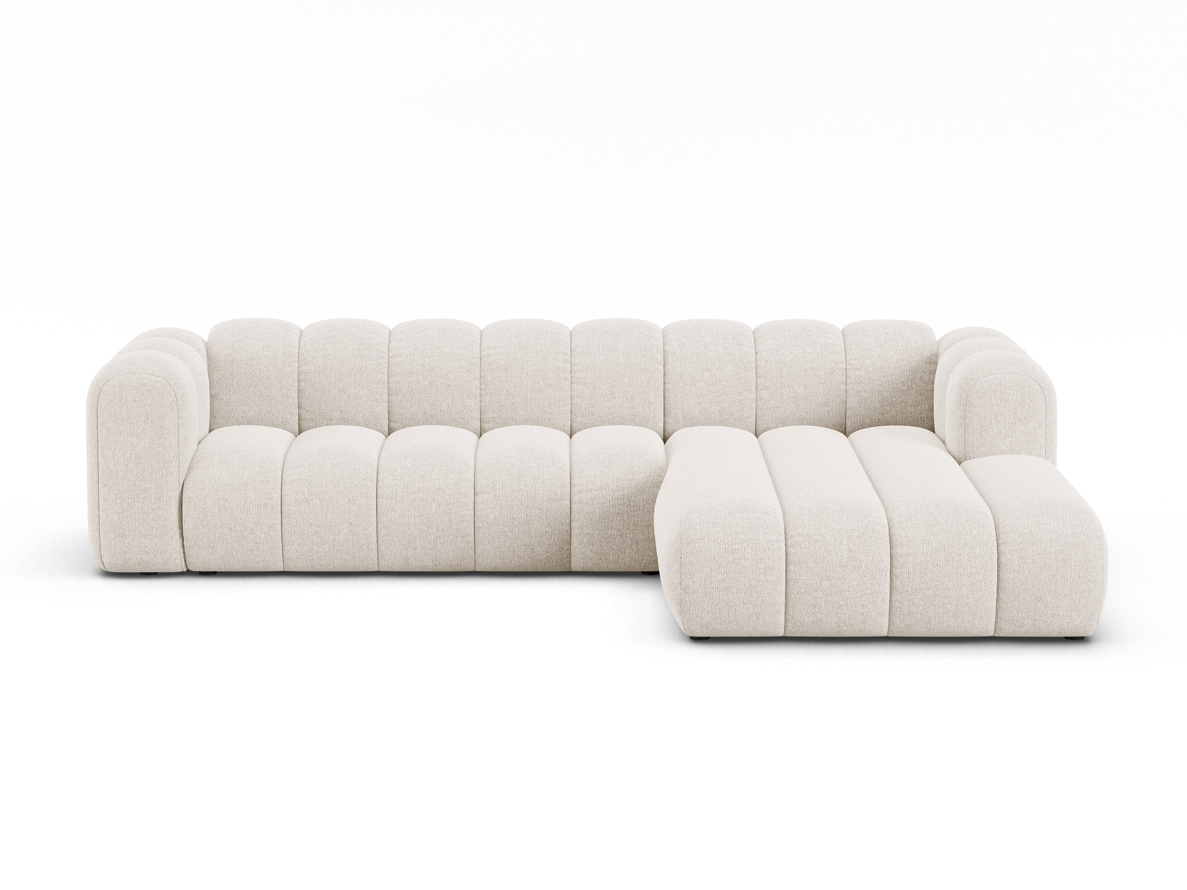 Right-facing 4-seater corner sofa LUPINE light beige chenille