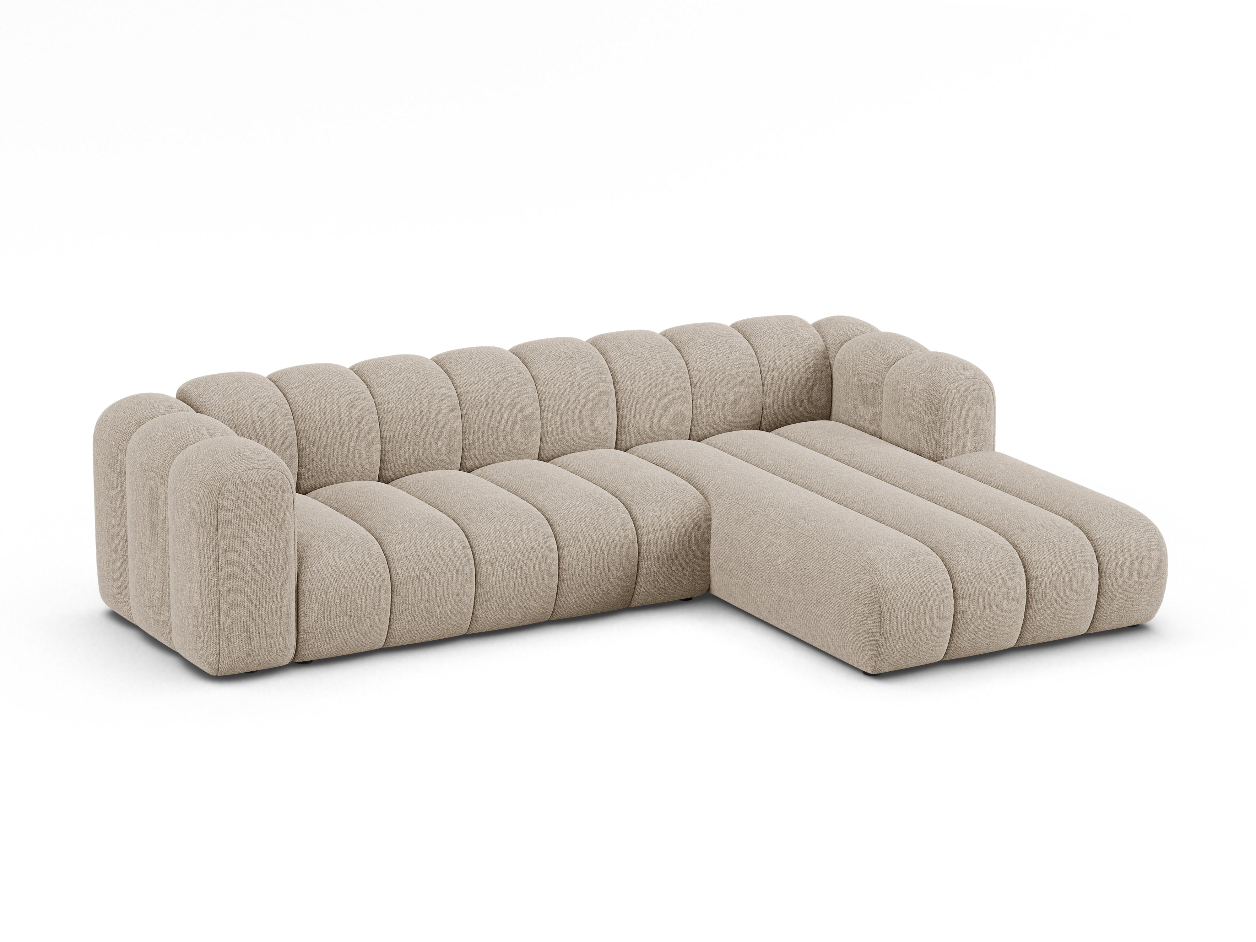 Right-facing 4-seater corner sofa LUPINE beige chenille