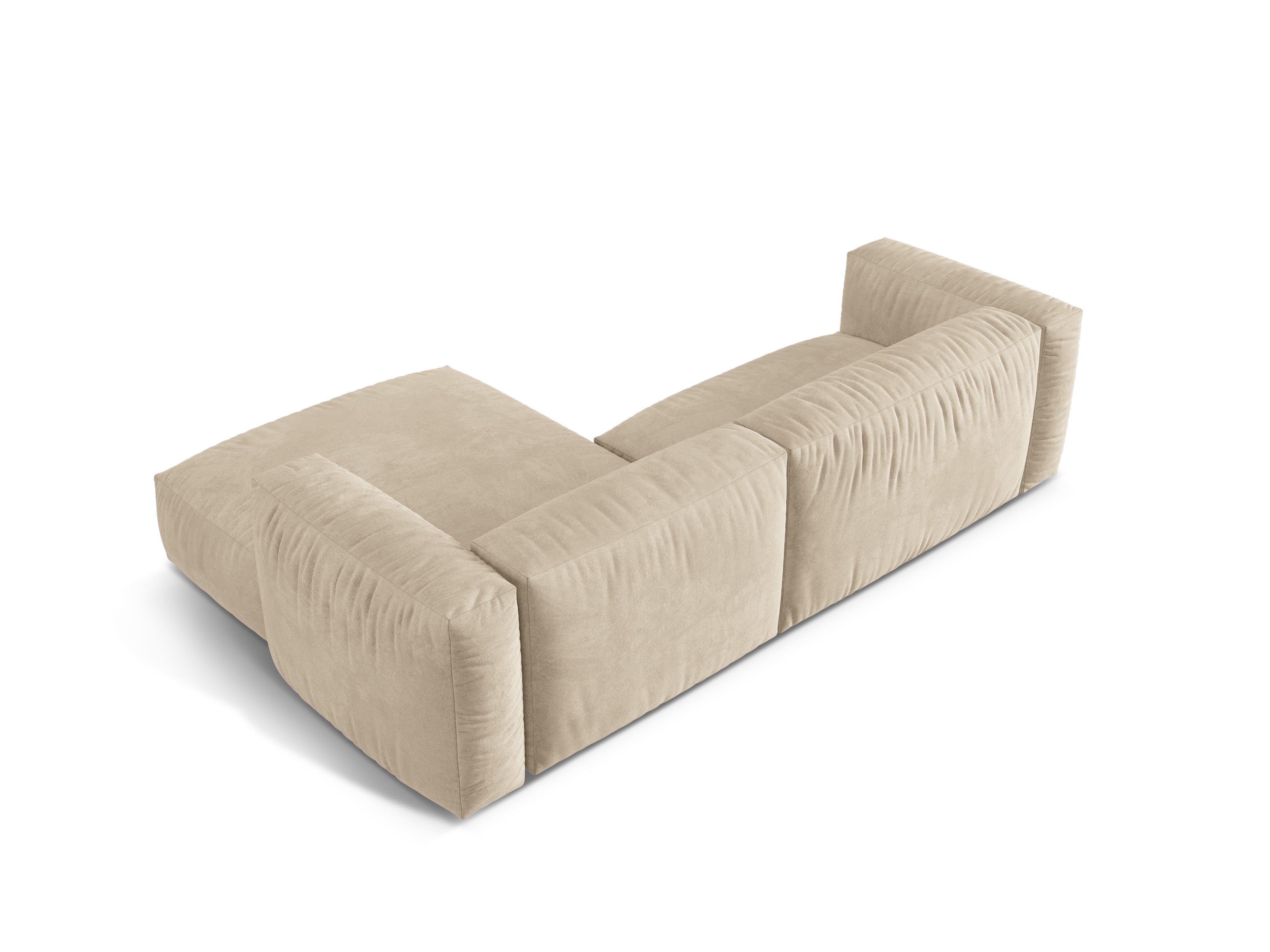 Right-sided 2-person velvet corner Martin light beige
