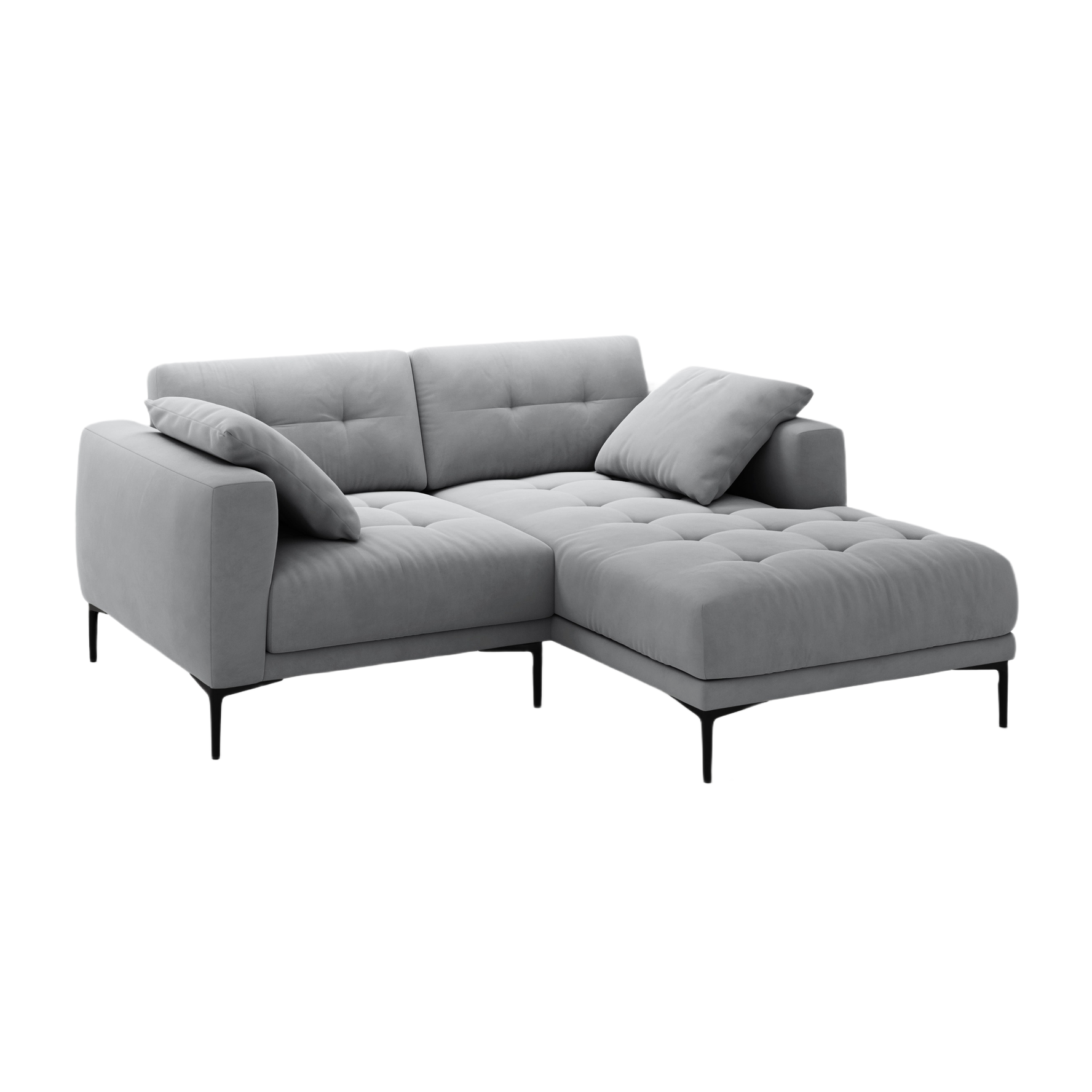 Right-facing velvet corner sofa BEMY gray