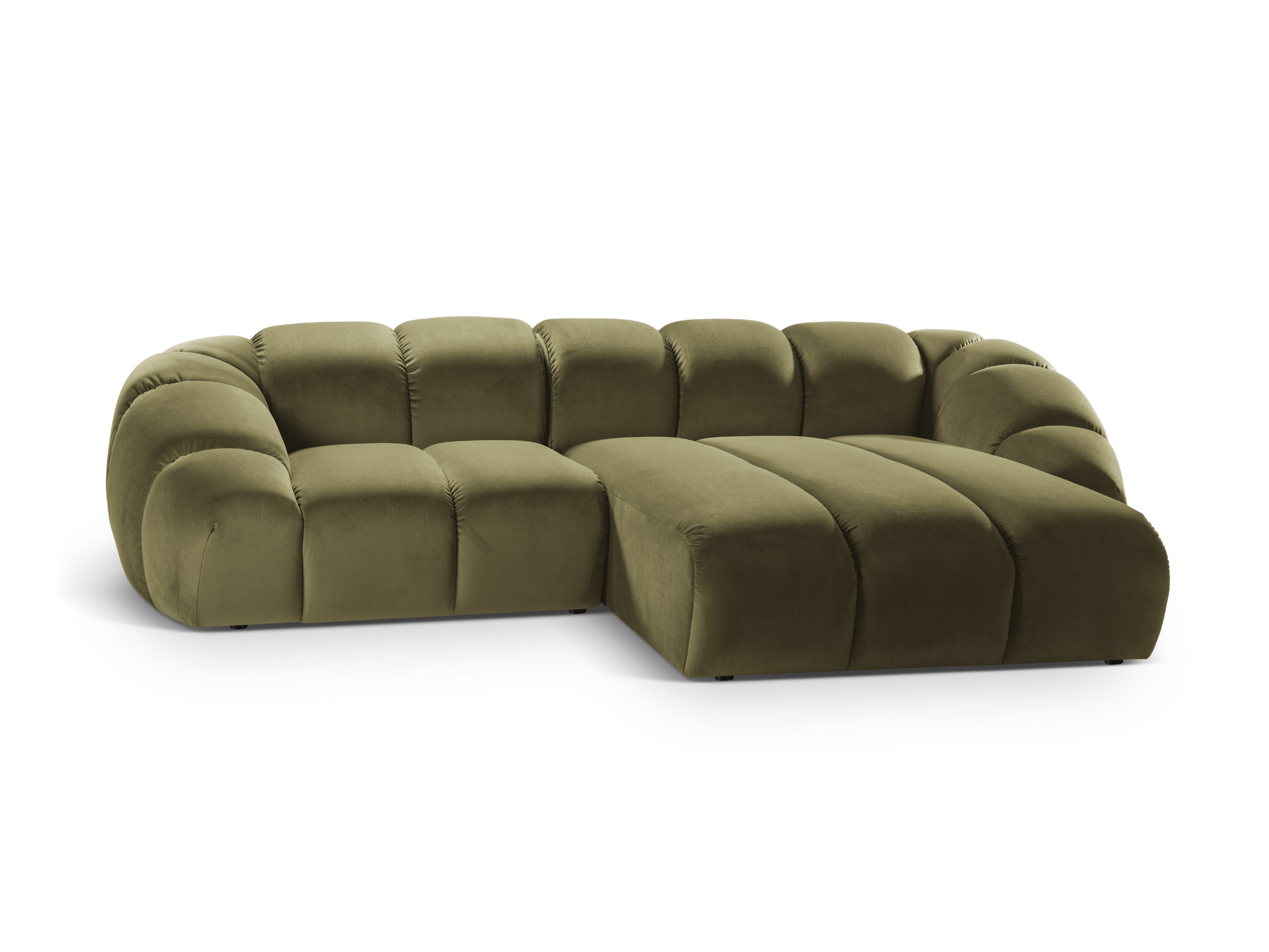 Velvet corner sofa for three people right-facing DIANA green