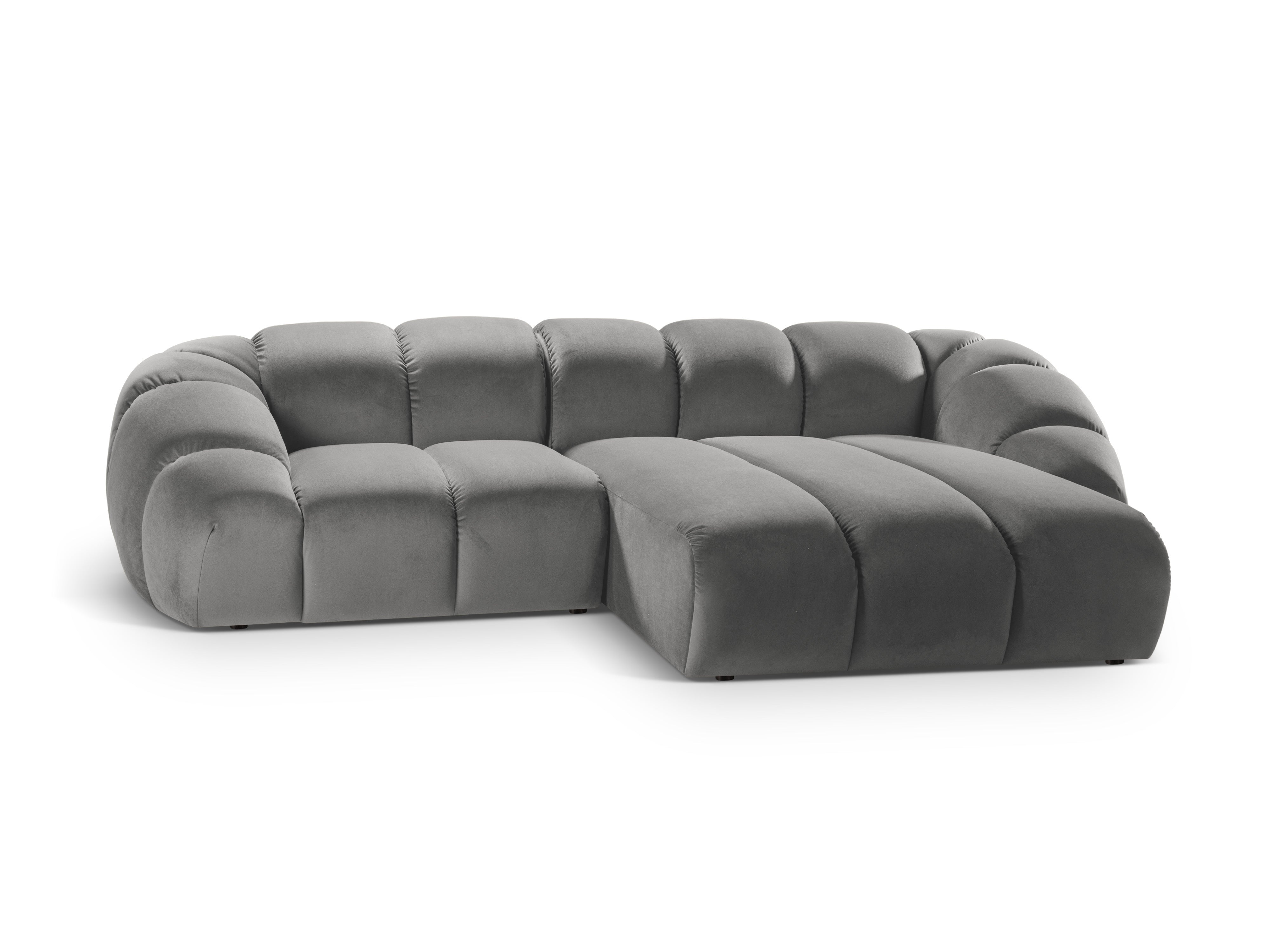 Gray right-facing 3-seater velvet corner sofa DIANA