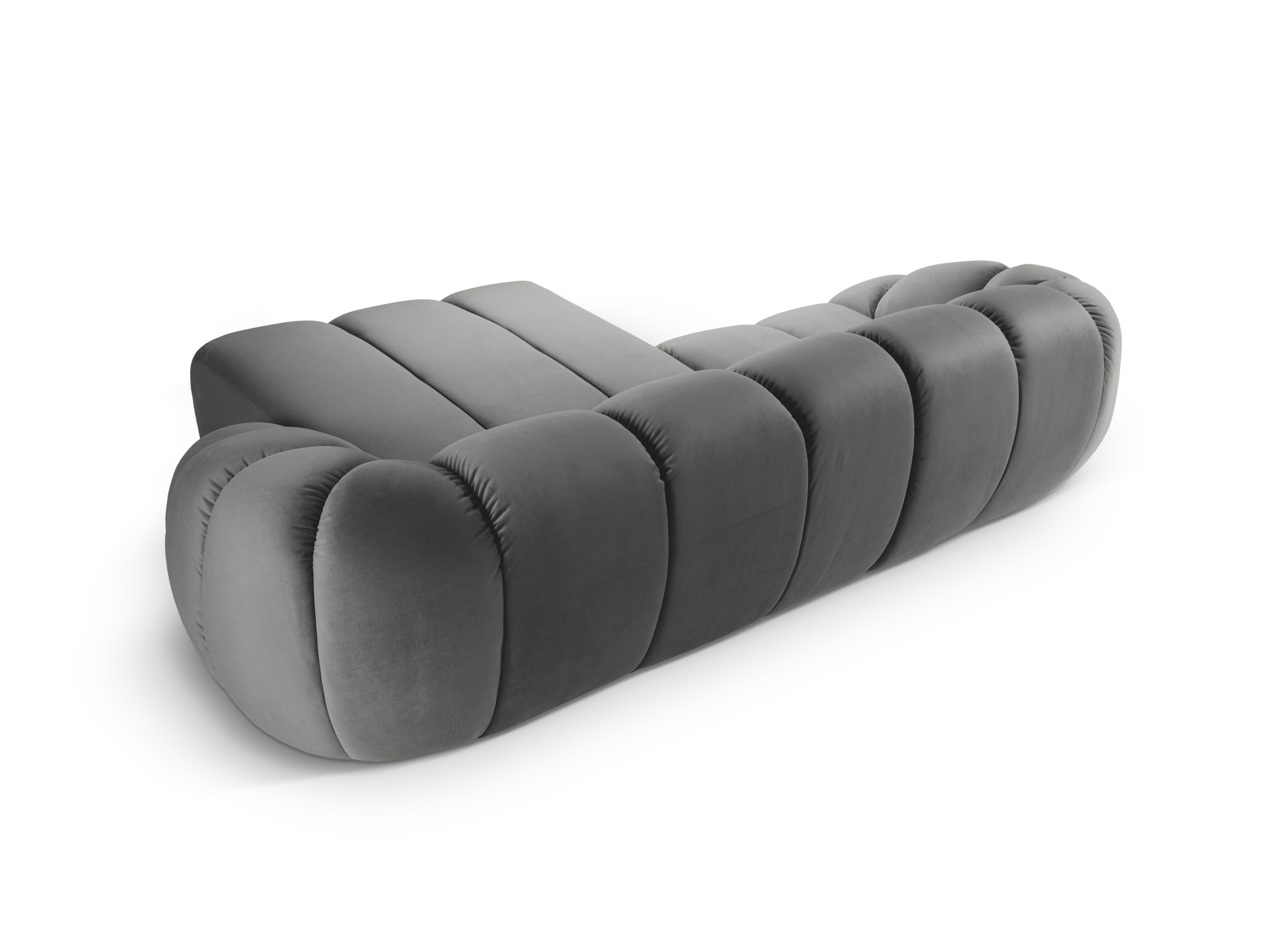 Gray right-facing 3-seater velvet corner sofa DIANA