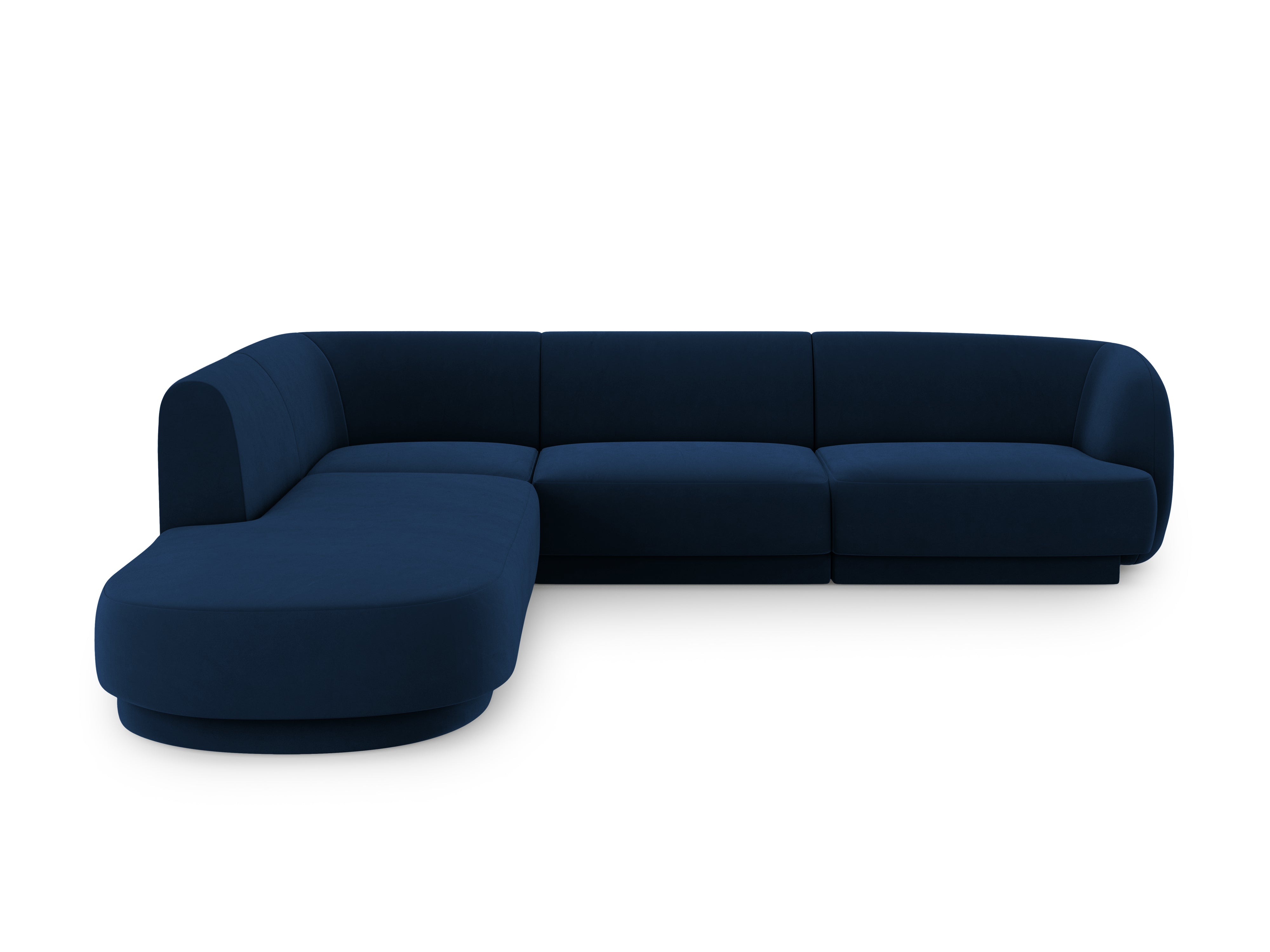 Narożnik aksamitny 6-osobowy lewostronny MILEY granat królewski Micadoni    Eye on Design