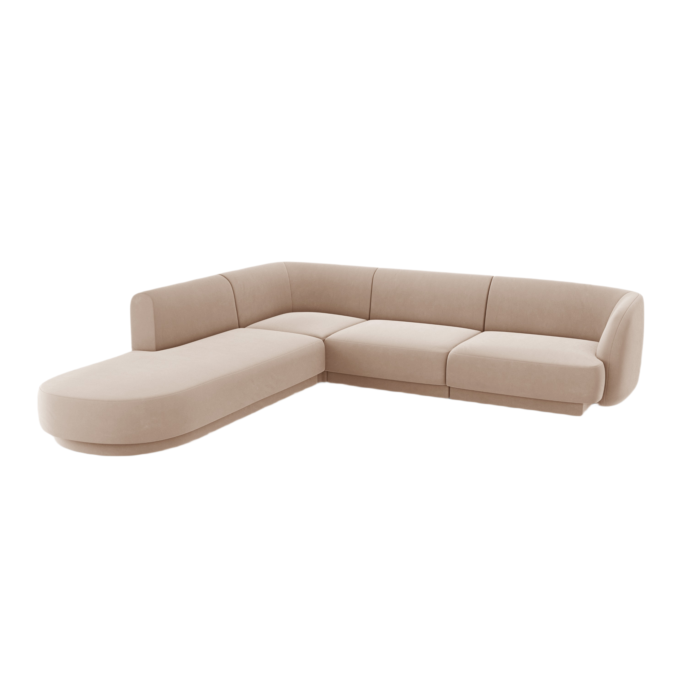 Velvet corner sofa for 6 people, left-sided MILEY cappuccino