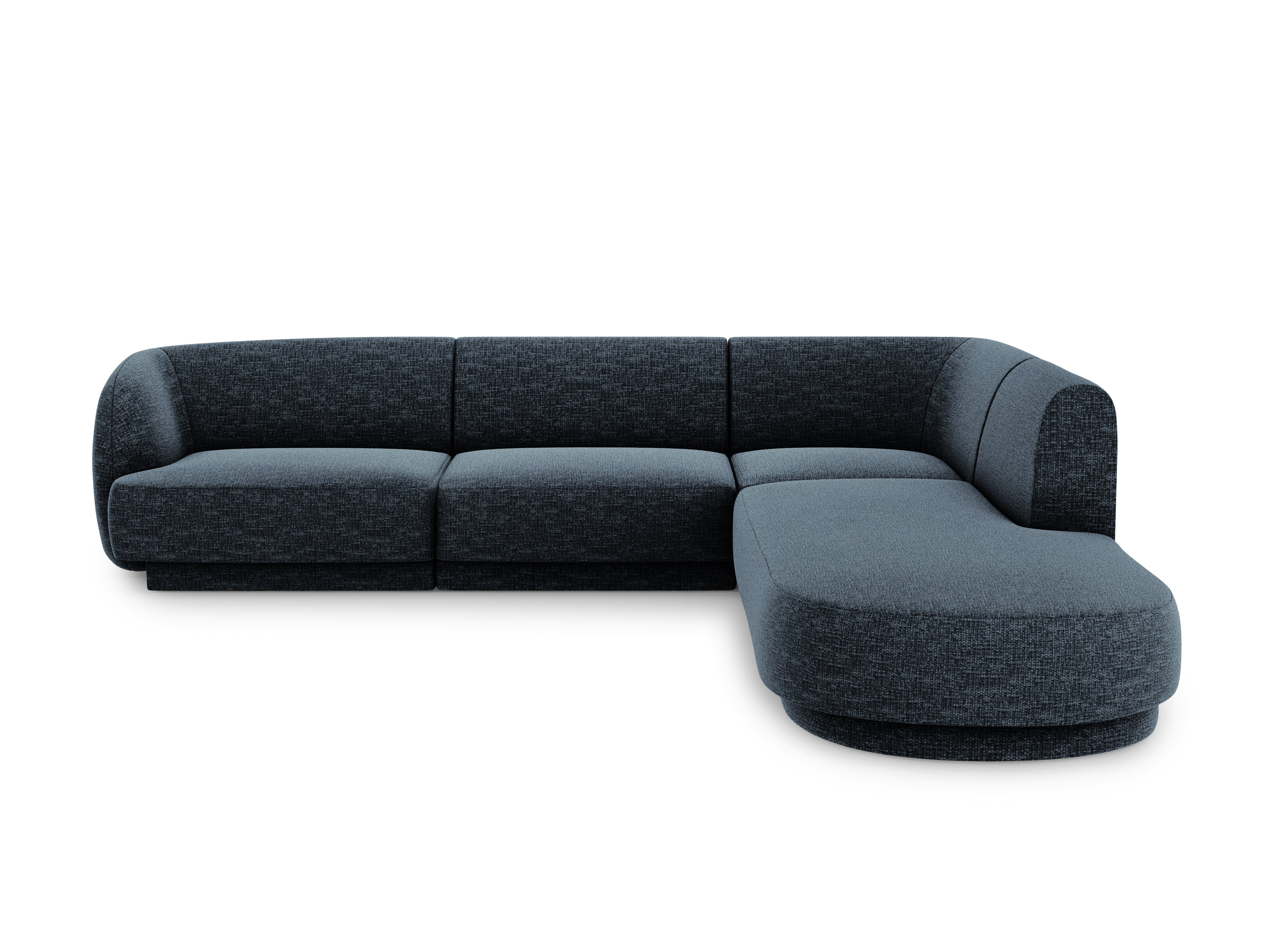 Narożnik 6-osobowy w tkaninie szenilowej prawostronny MILEY granatowy Micadoni    Eye on Design
