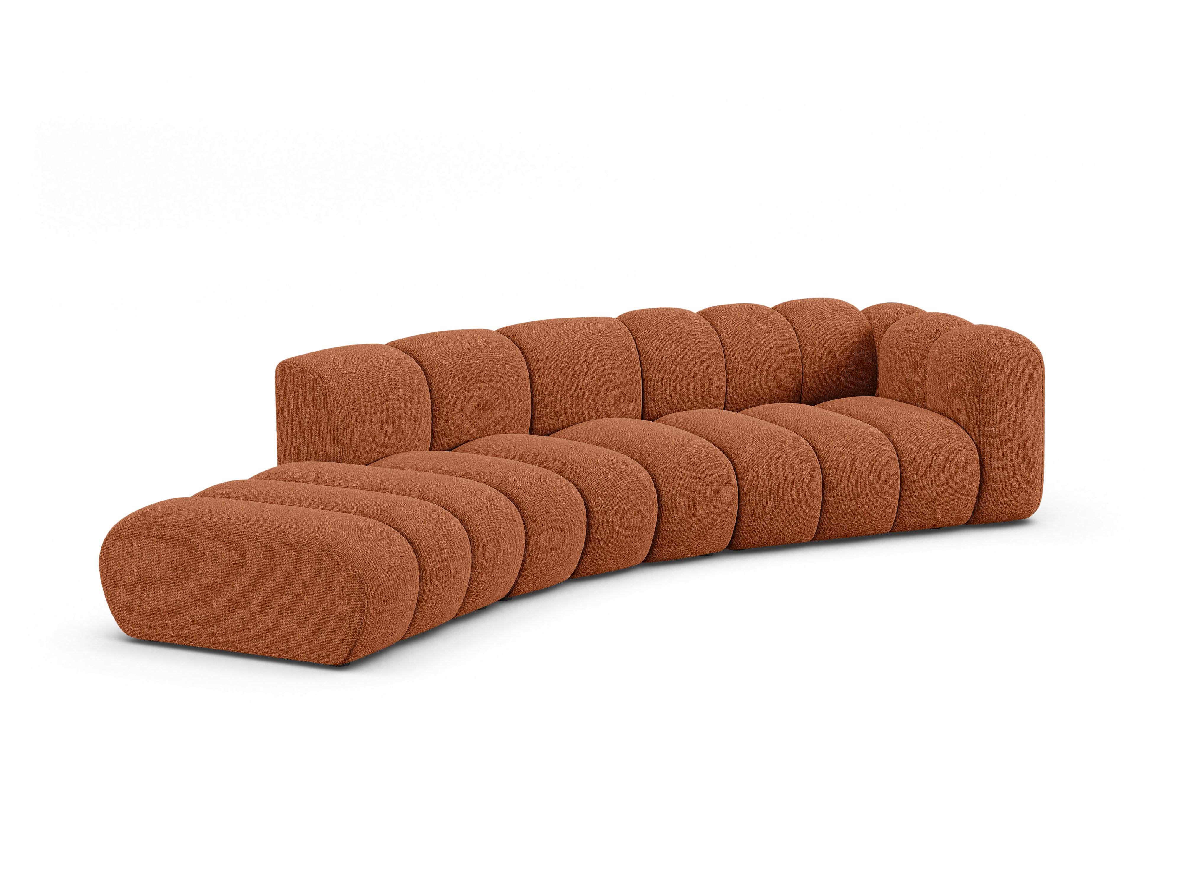 5-seater left-facing LUPINE sofa in brick chenille