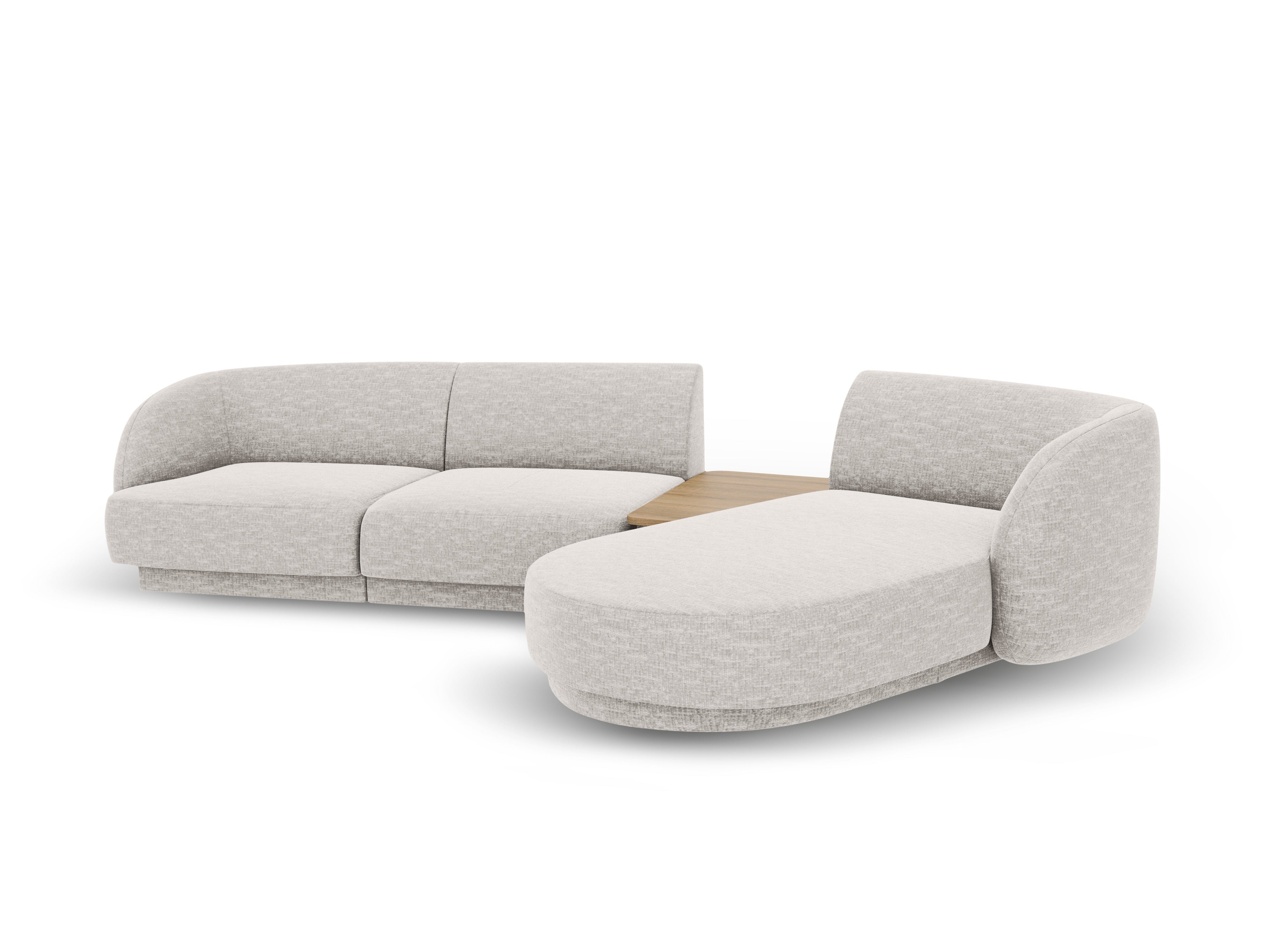 Modular corner sofa with table 3-seater right-hand MILEY gray chenille