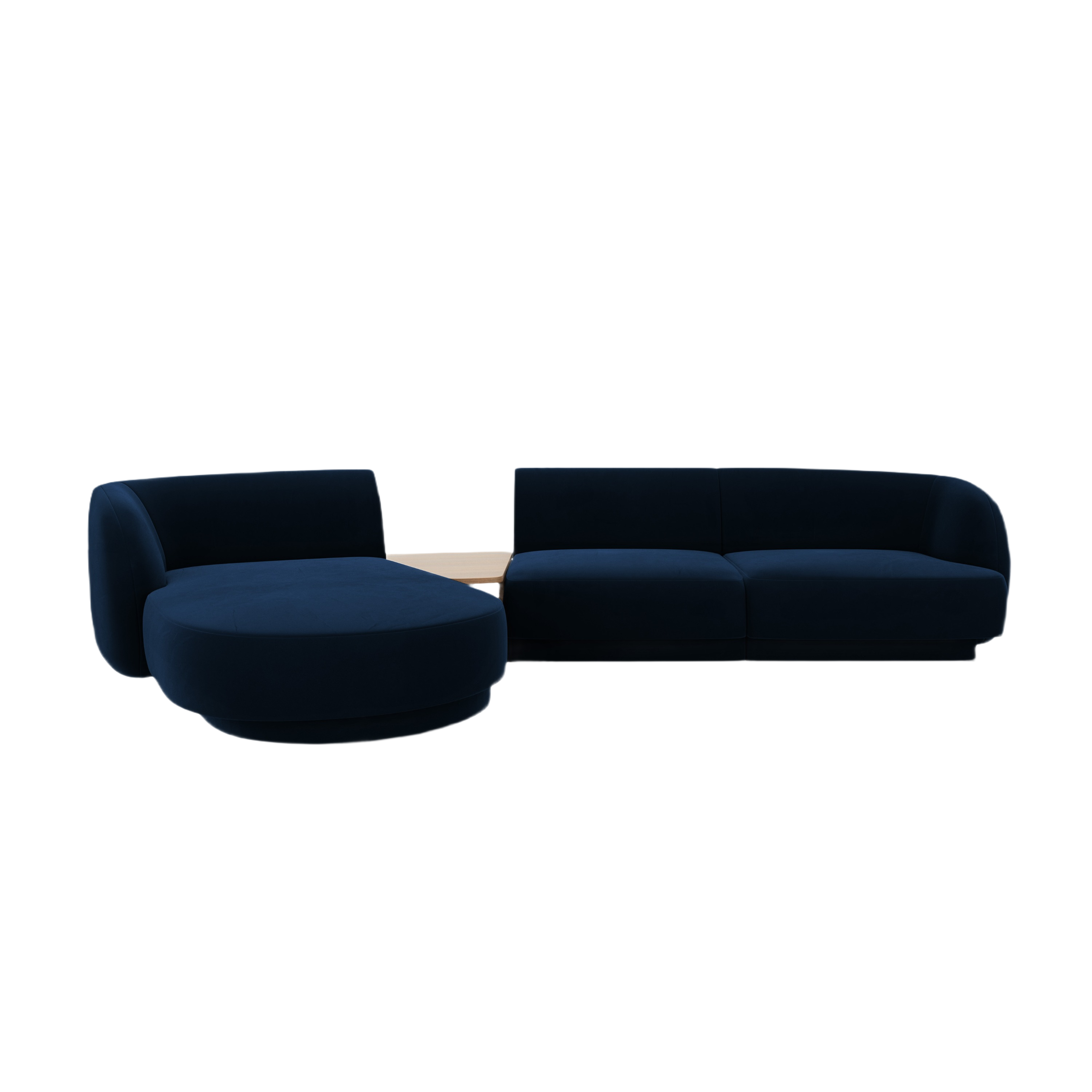 Modular corner sofa with table 3-seater left-sided MILEY royal blue