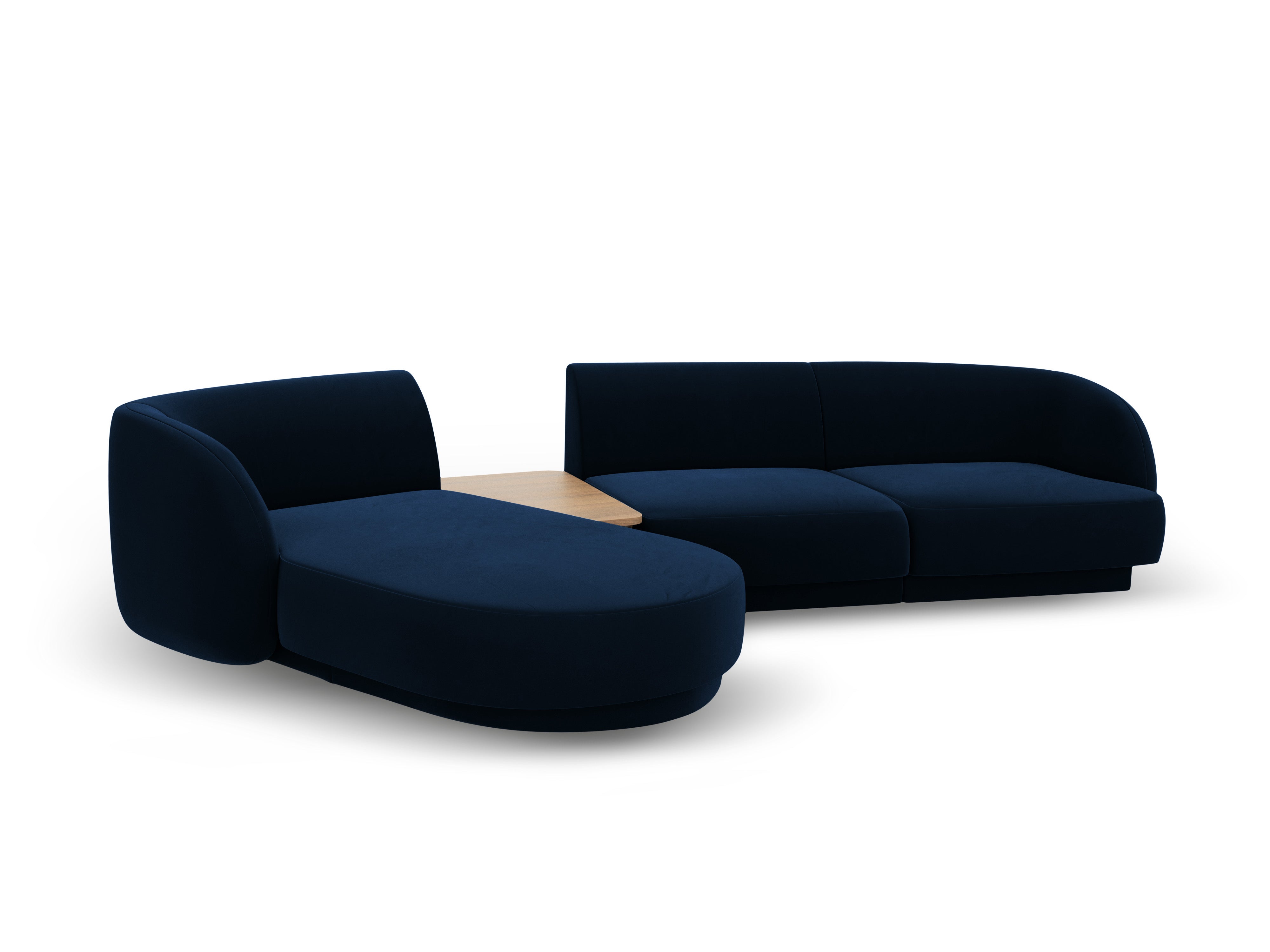 Modular corner sofa with table 3-seater left-sided MILEY royal blue
