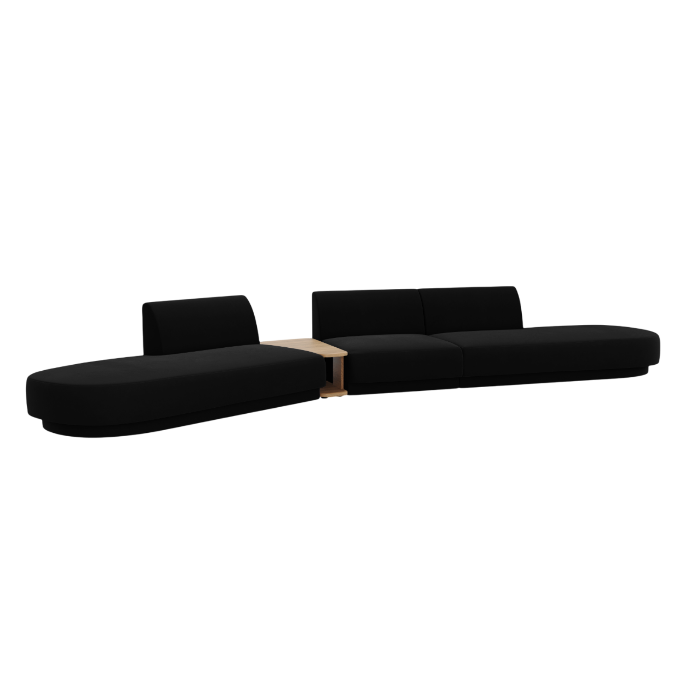 Left-sided modular sofa with table, 5-seater, velvet MILEY black