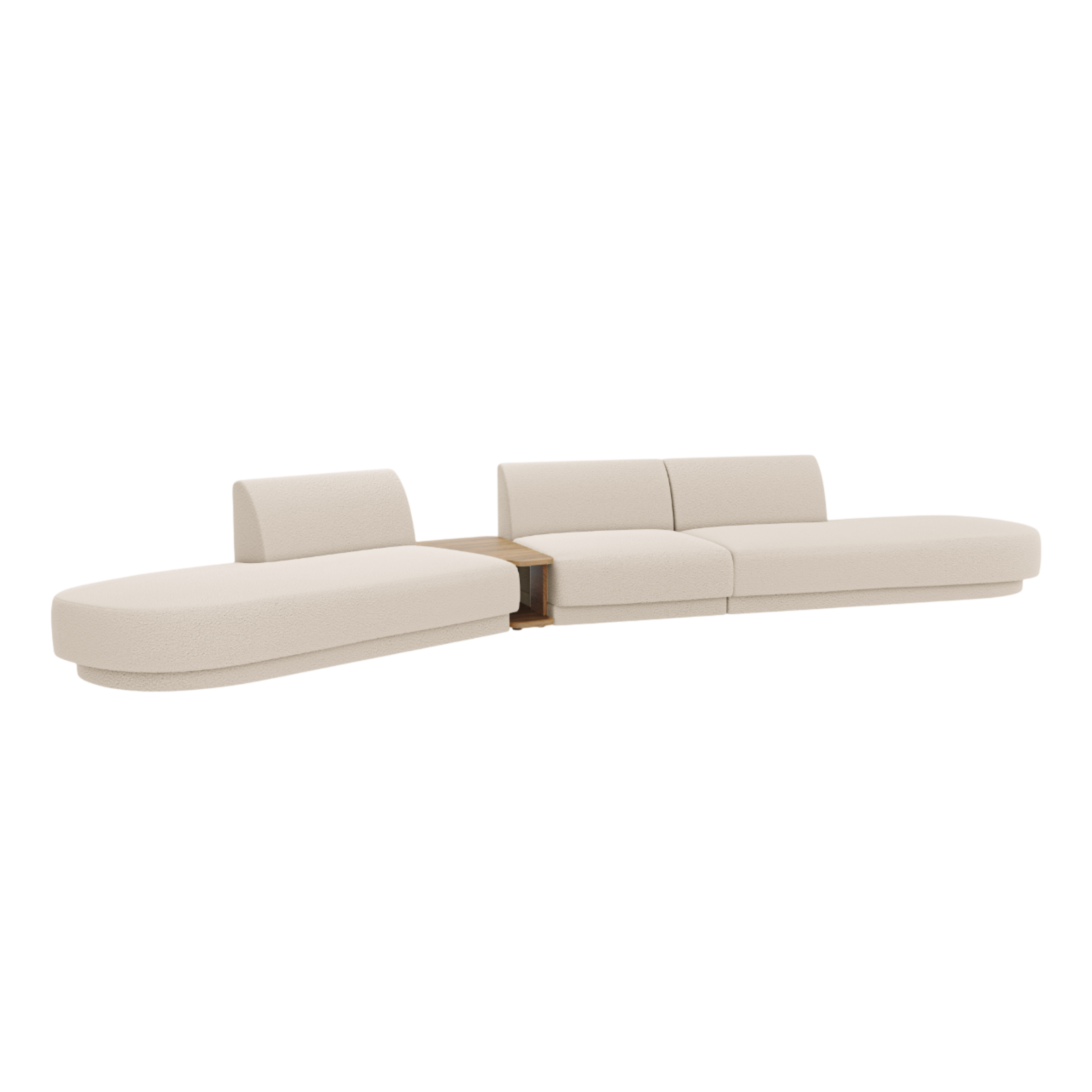 Modulární pohovka levostranná se stolkem pro 5 osob MILEY béžový boucle