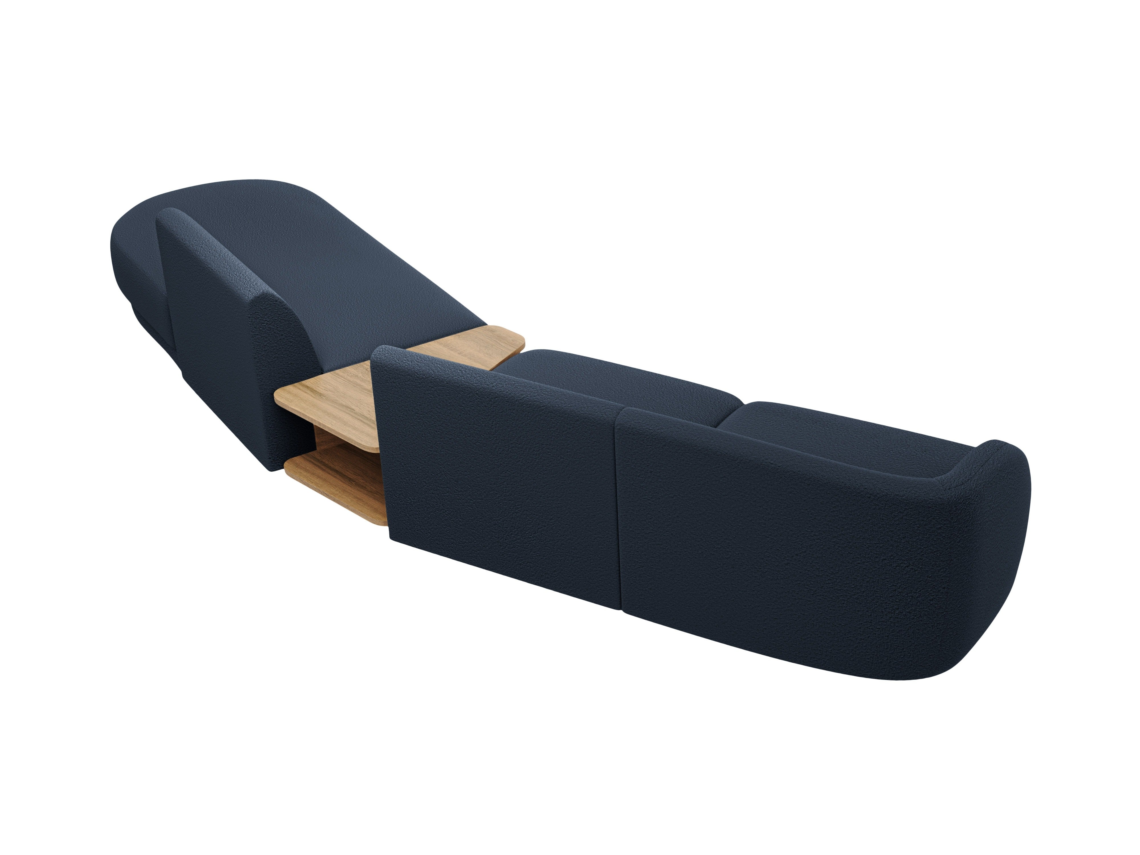 Sofa modułowa prawostronna ze stolikiem 4-osobowa MILEY ciemnoniebieski boucle