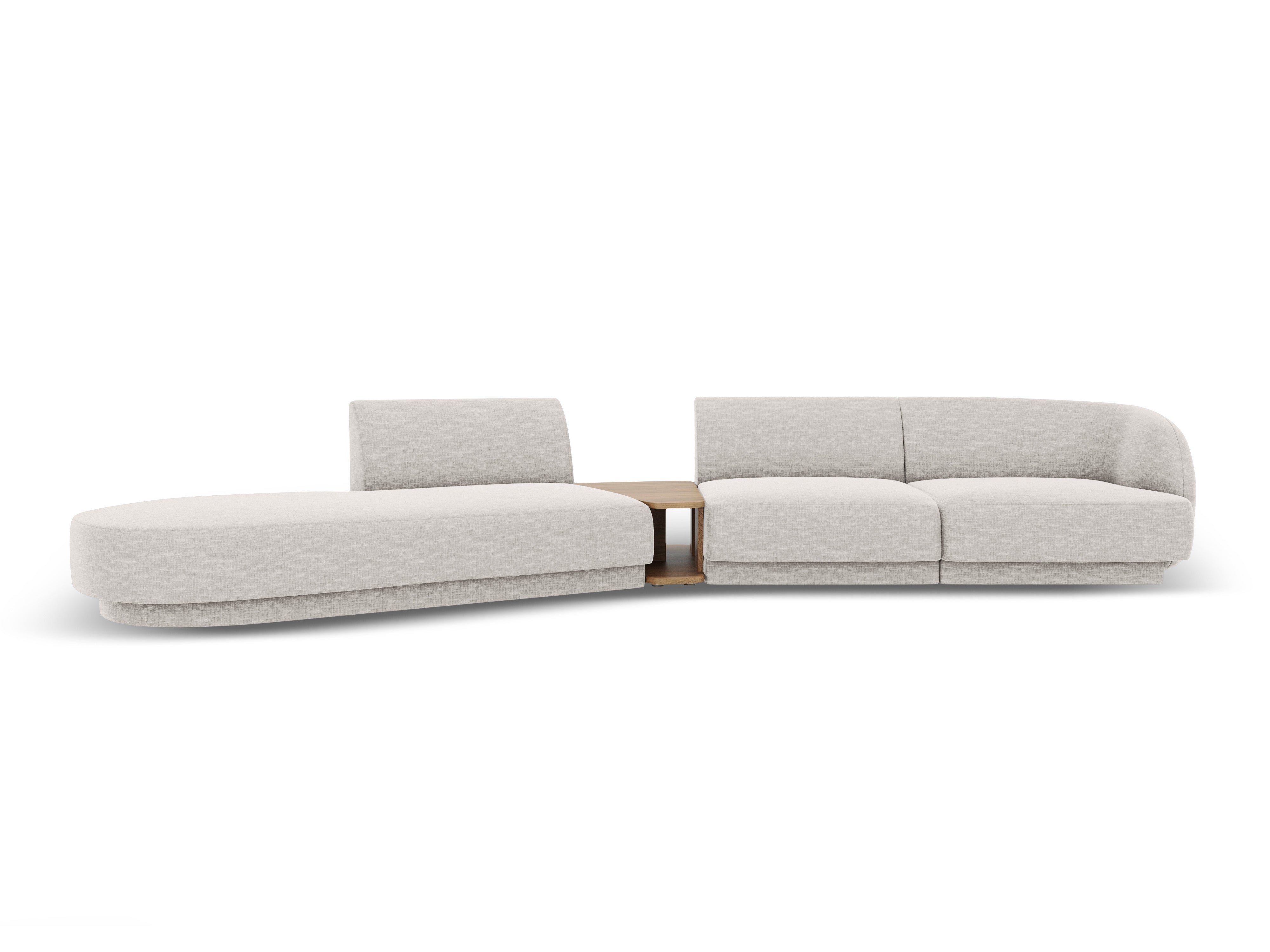 Left-sided modular sofa with table for 4 people MILEY gray chenille