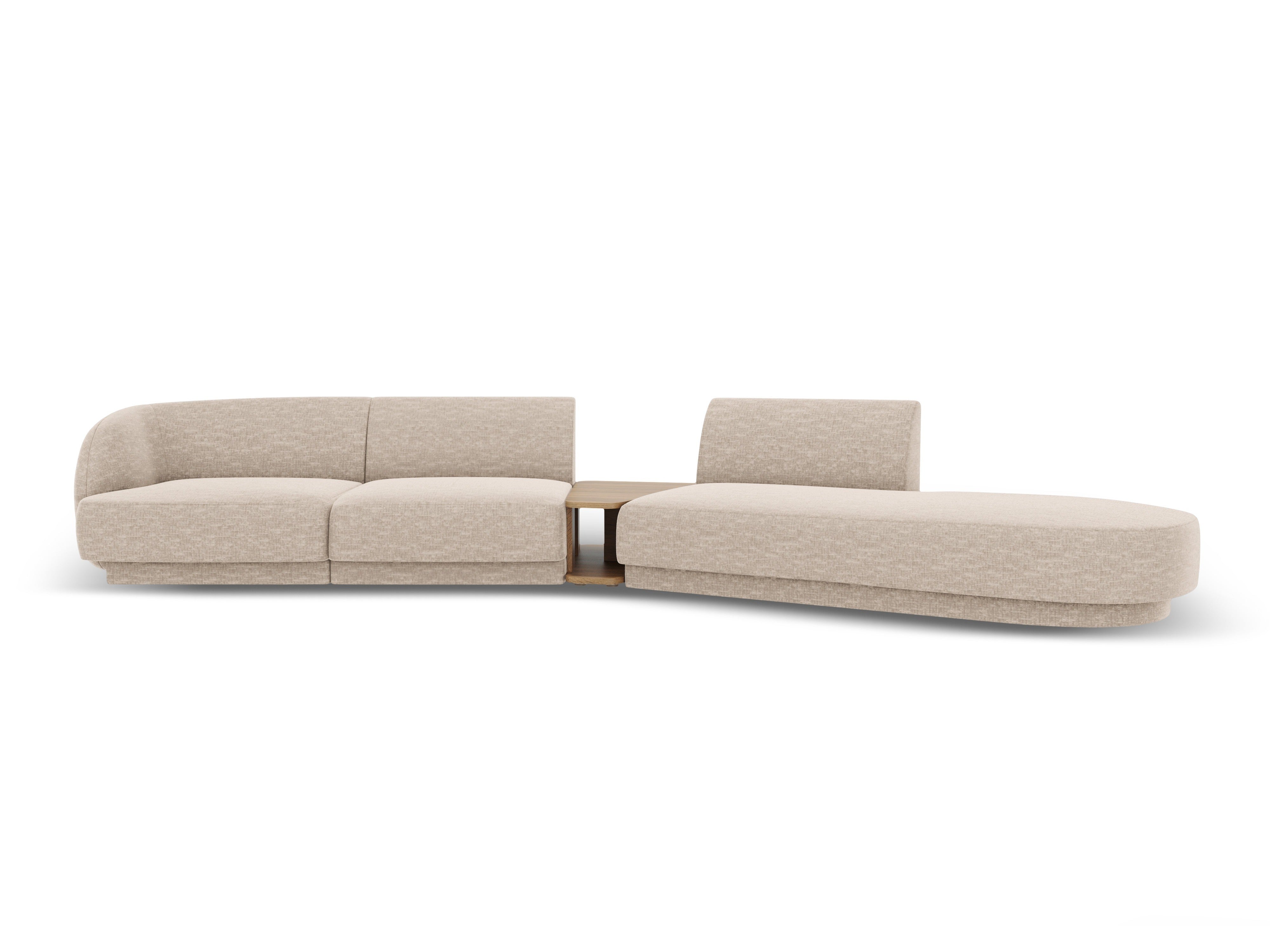 Right-facing modular sofa with table for 4 people MILEY beige chenille