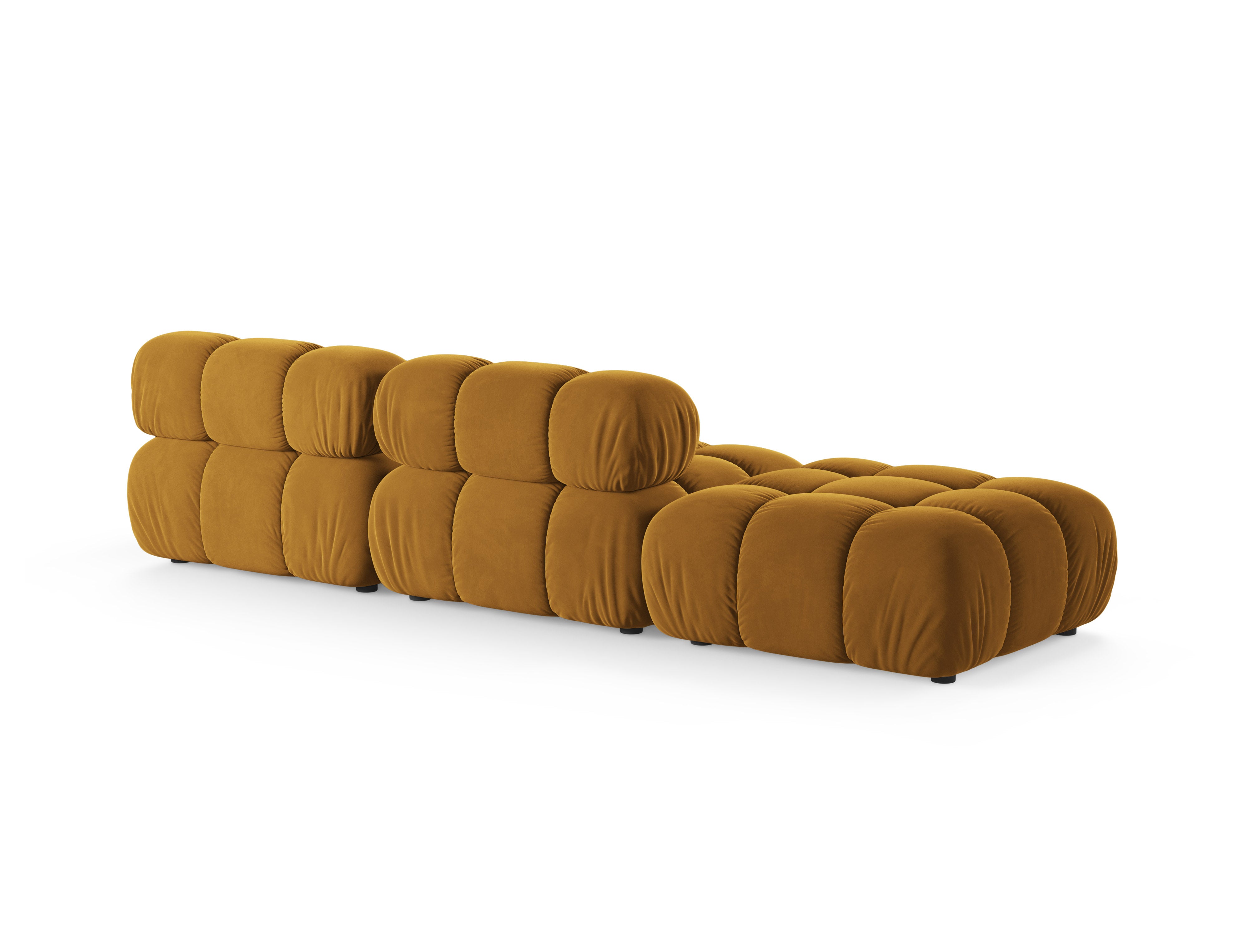Sofa modulární sametová otevřená levostranná BELLIS hořčicová