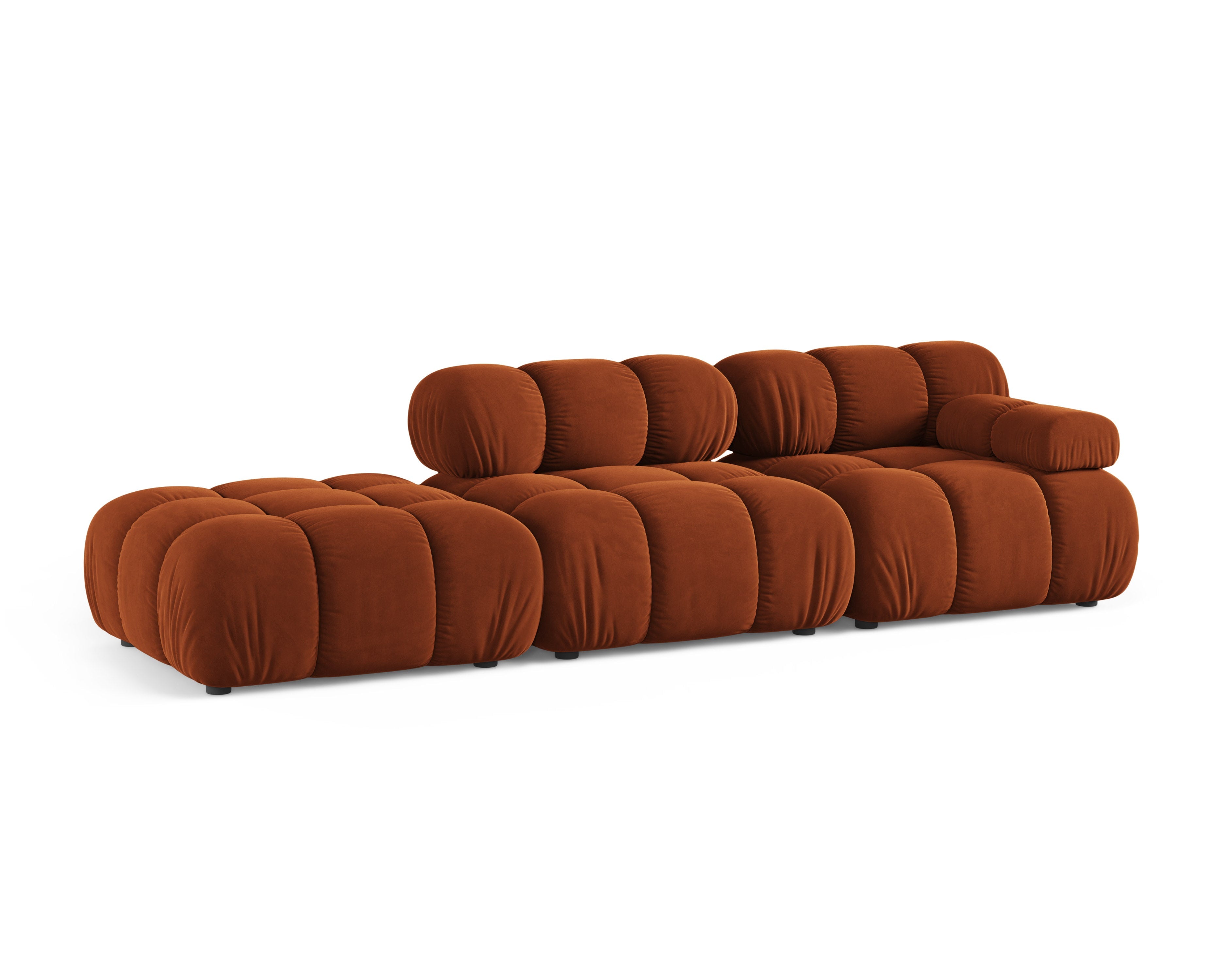 Sofa modulární sametová otevřená levostranná BELLIS cihlová
