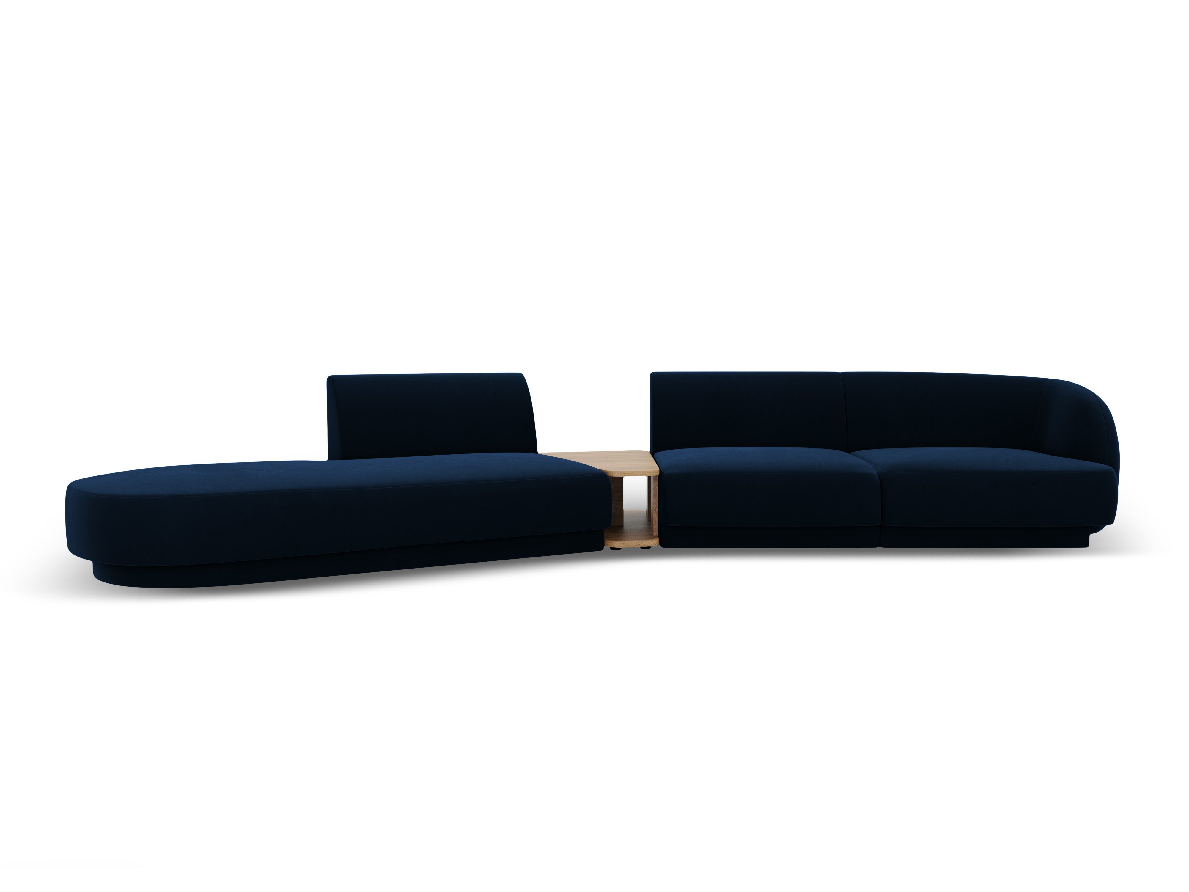 Left-sided modular sofa with table for 4 people in royal blue velvet MILEY