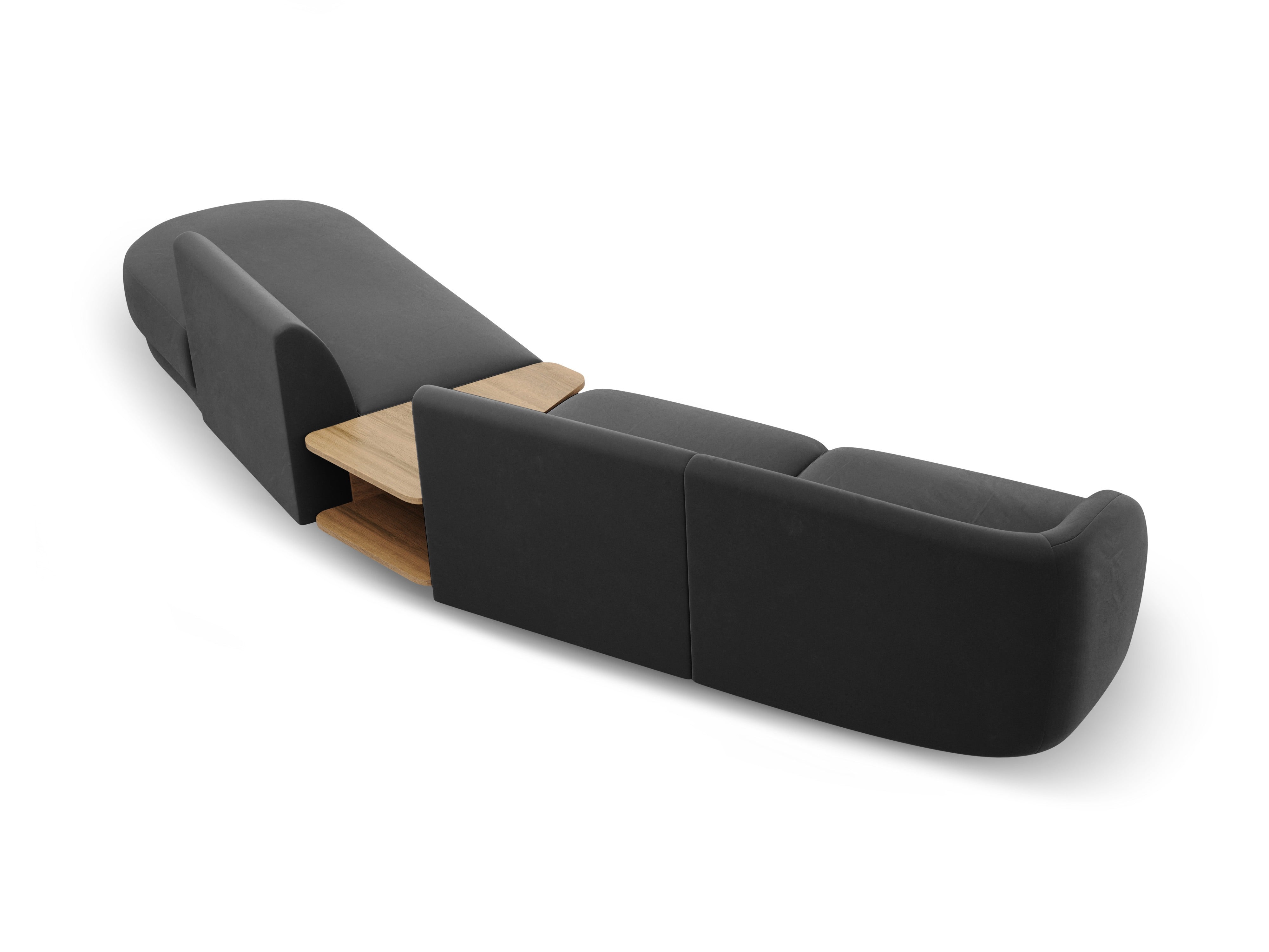 Sofa modułowa prawostronna ze stolikiem 4-osobowa aksamitna MILEY szary