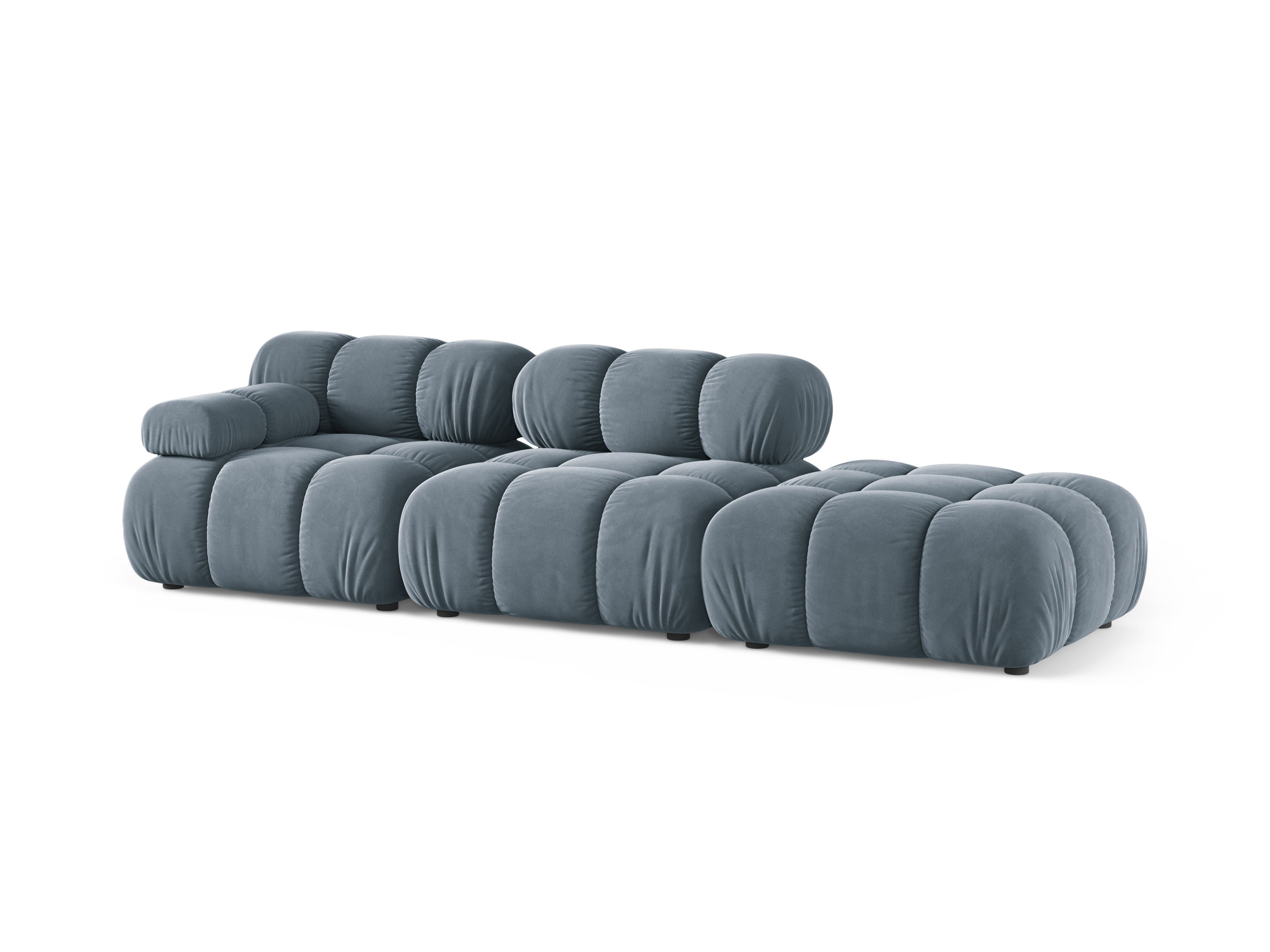 Sofa modulární sametová otevřená pravostranná BELLIS modrá