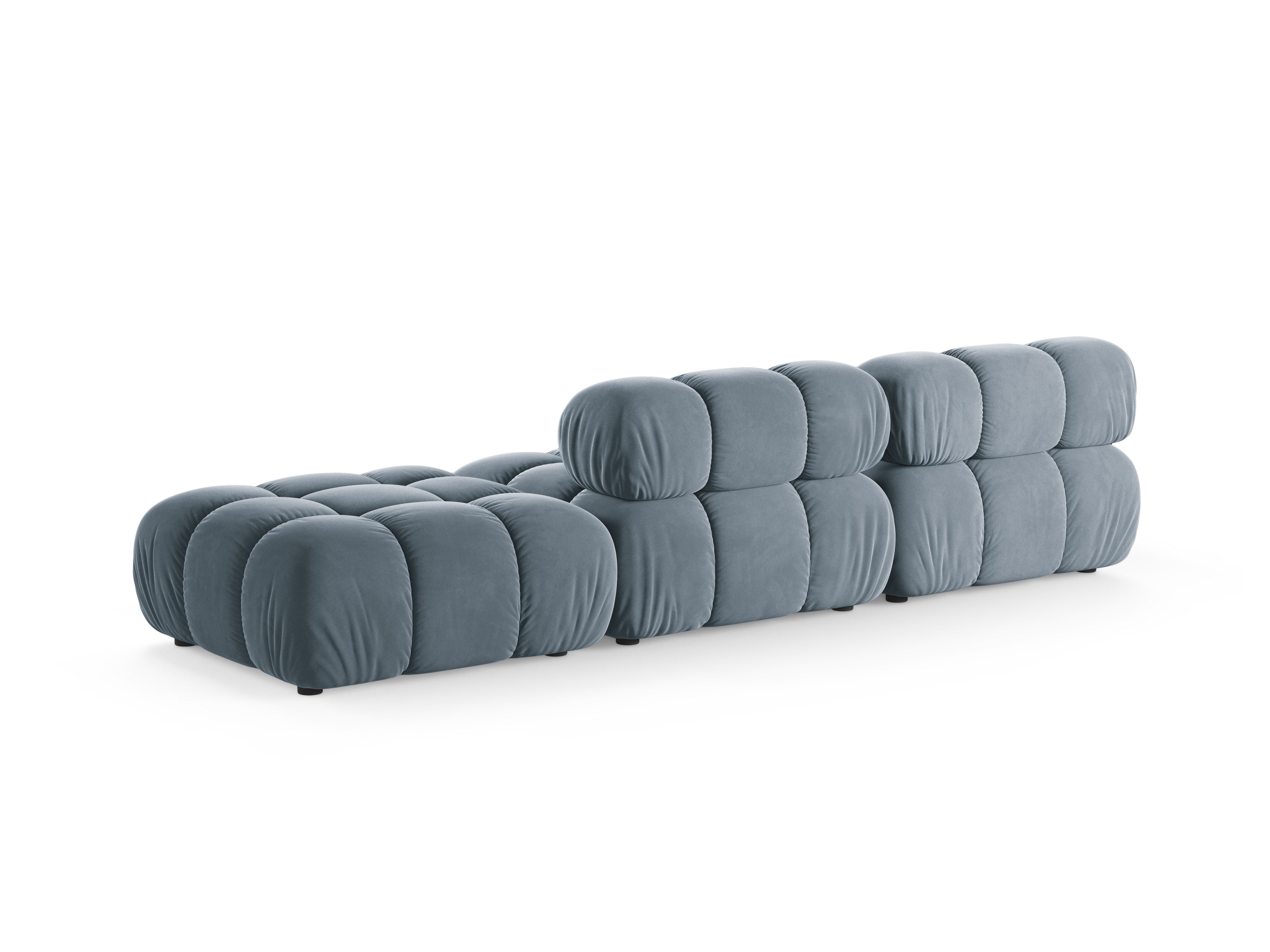 Sofa modulární sametová otevřená pravostranná BELLIS modrá