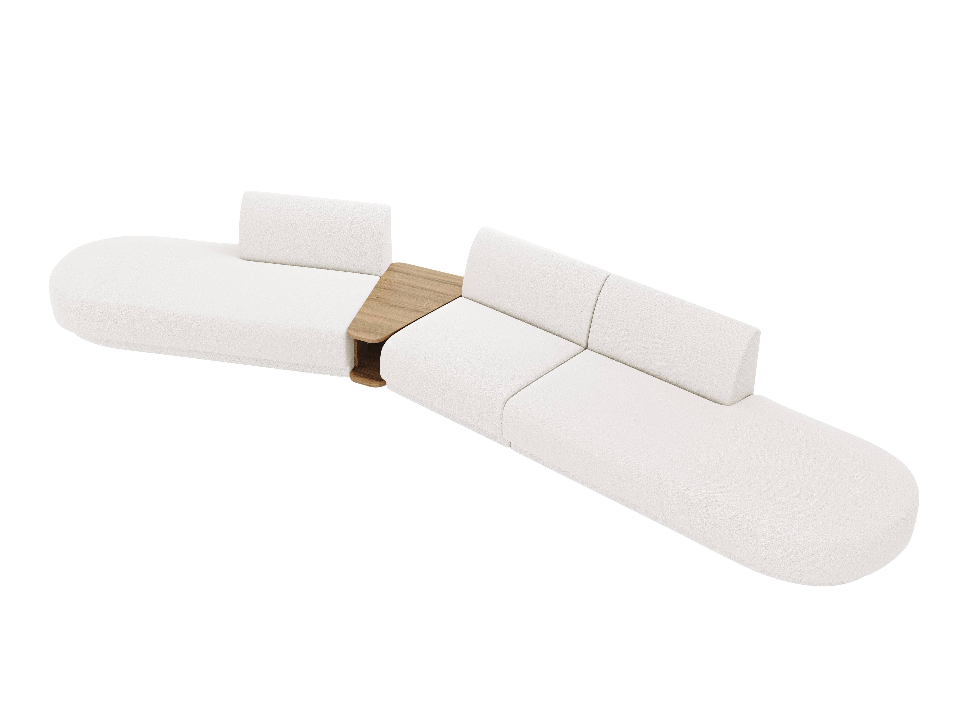 Modulární levostranná pohovka se stolkem pro 5 osob MILEY bílý boucle