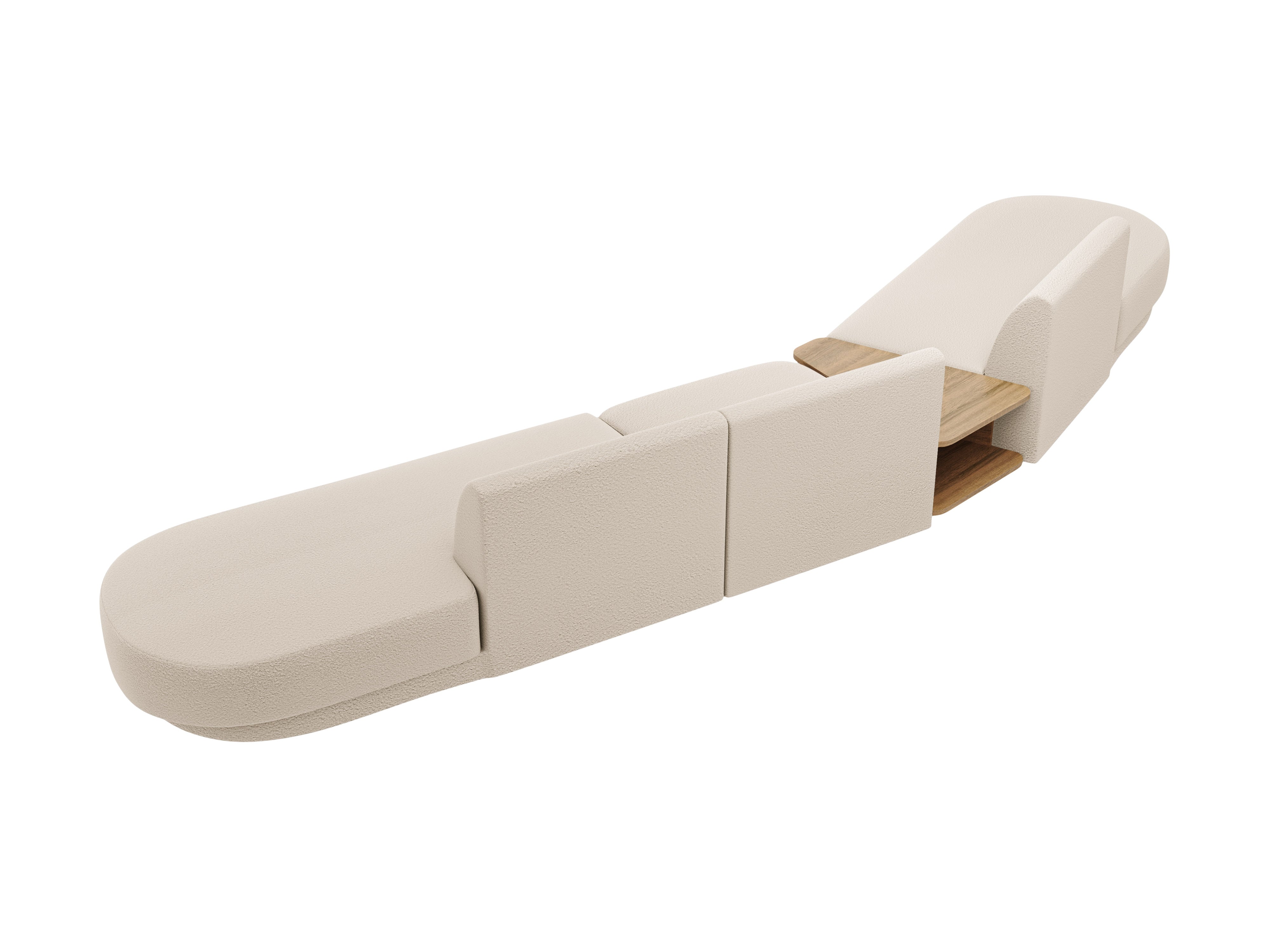 Modulární pohovka levostranná se stolkem pro 5 osob MILEY béžový boucle