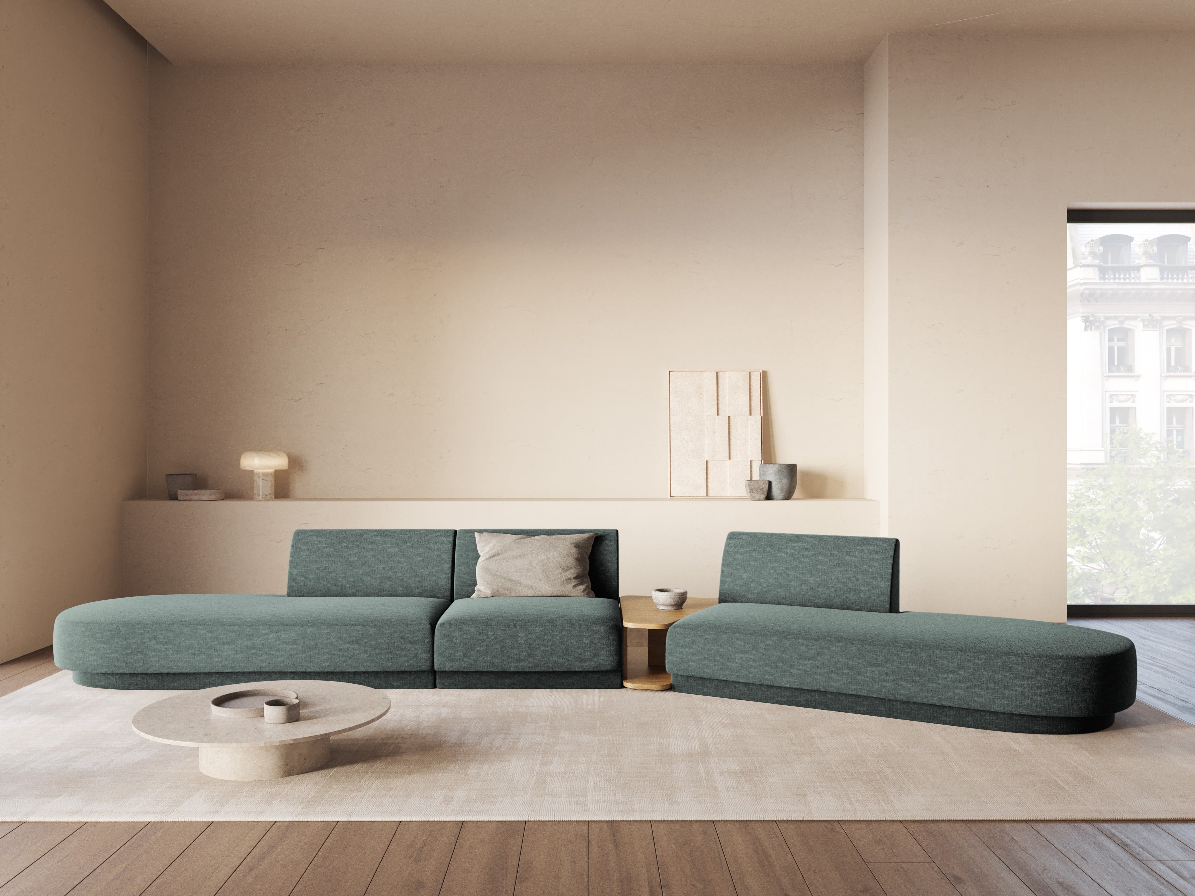 Puff / module MILEY petrol blue silky chenille