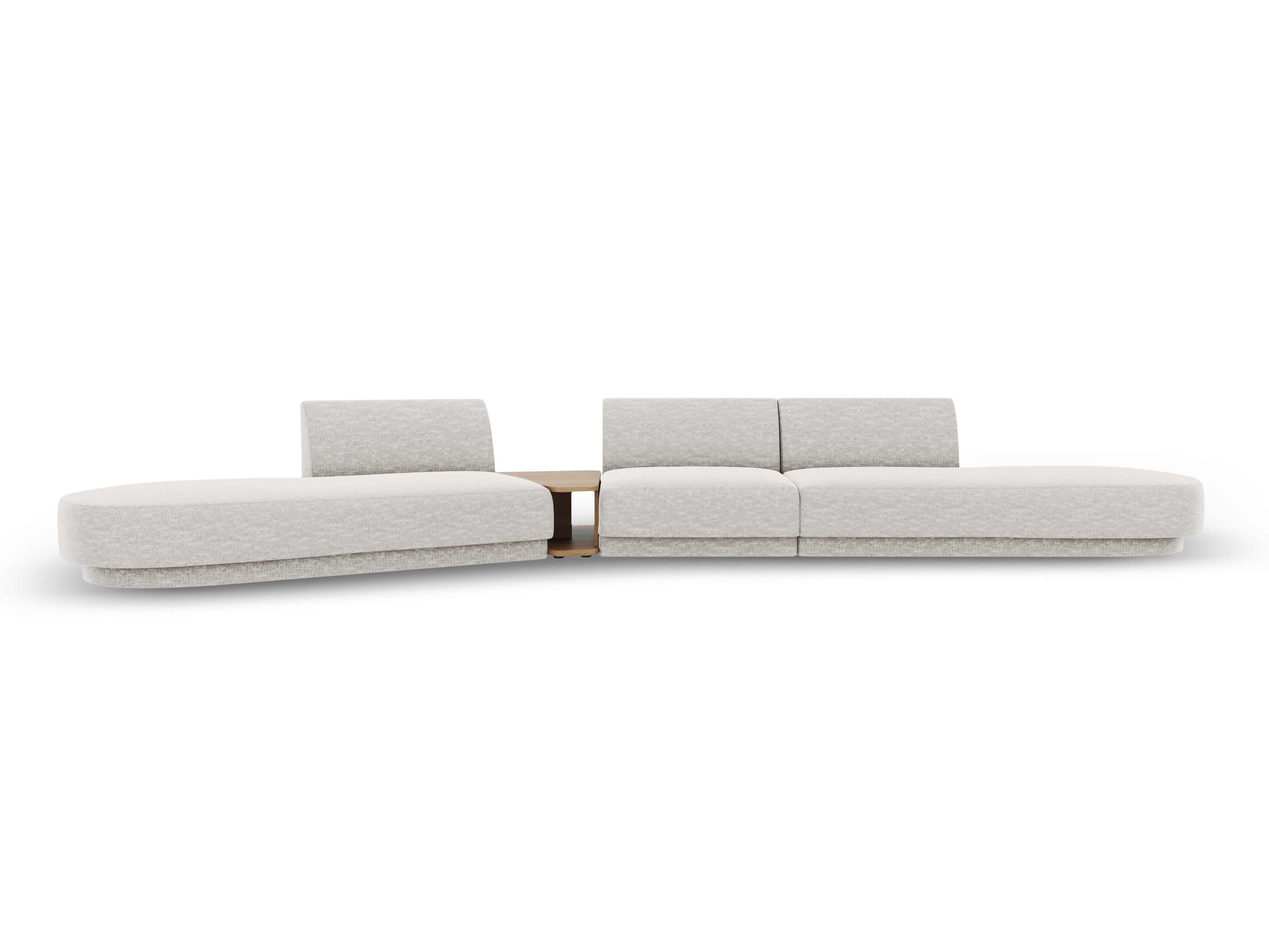 Left-sided modular sofa with table for 5 people MILEY gray chenille