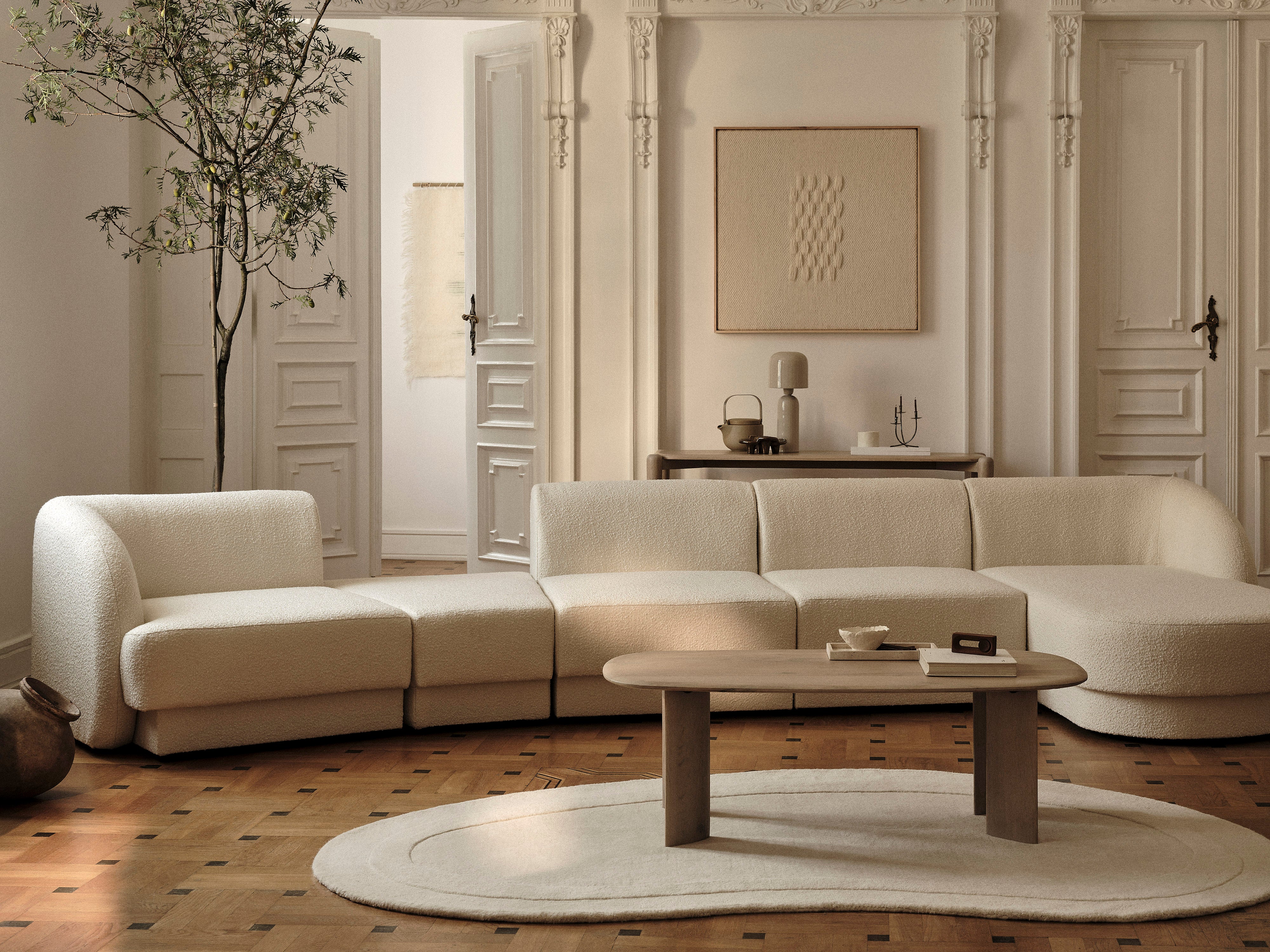 Sofa modułowa prawostronna 6-osobowa MILEY biały boucle