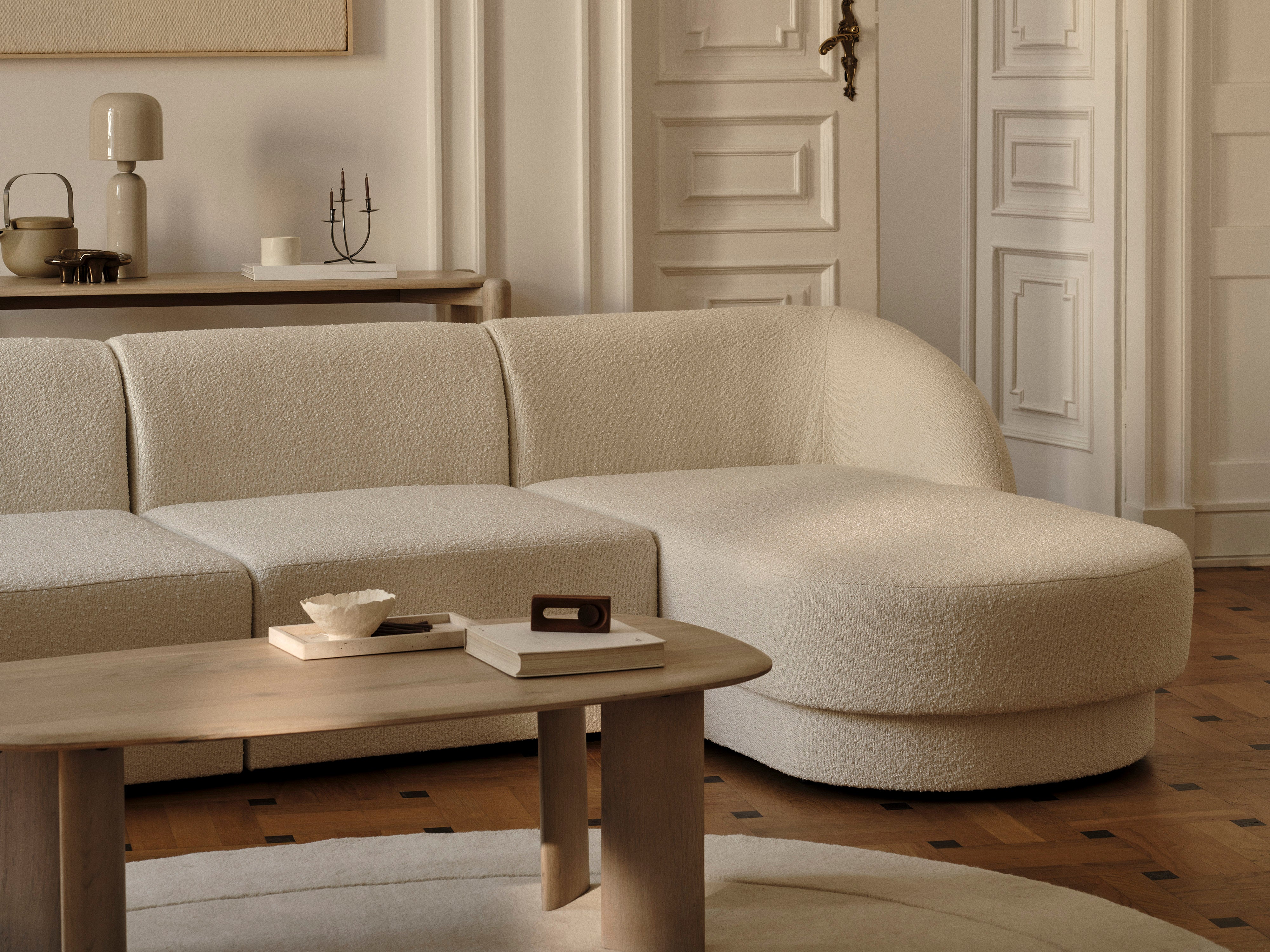 Open right-sided 4-seater sofa MILEY beige chenille