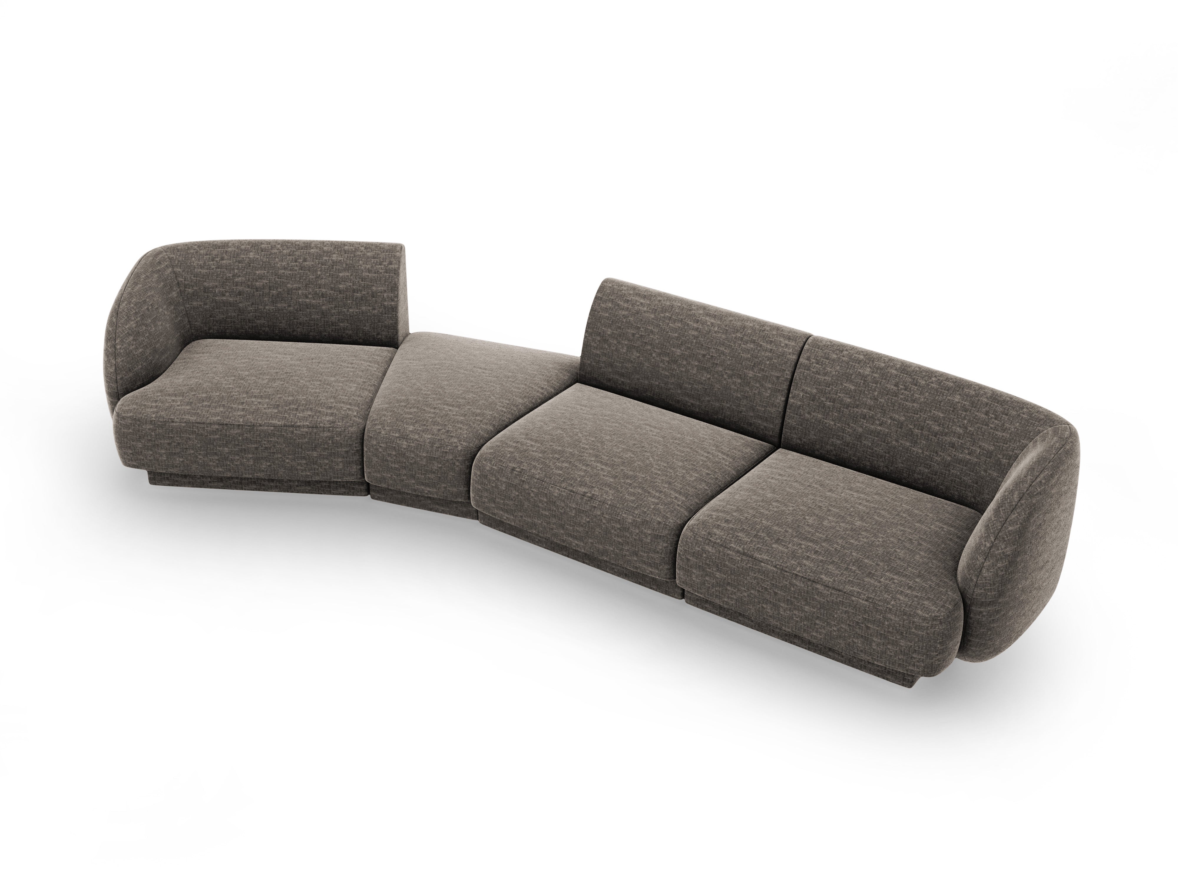 Left-facing modular sofa for 6 people MILEY gray silky chenille