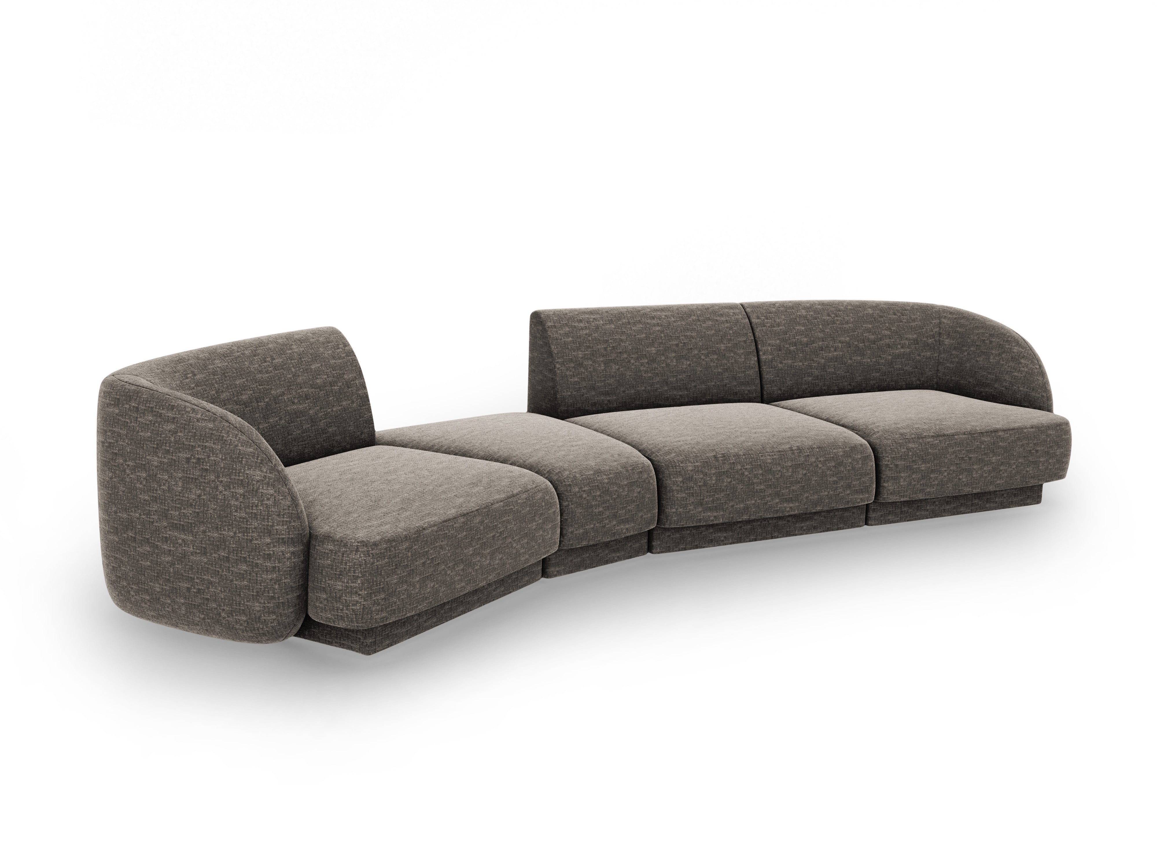 Left-facing modular sofa for 6 people MILEY gray silky chenille