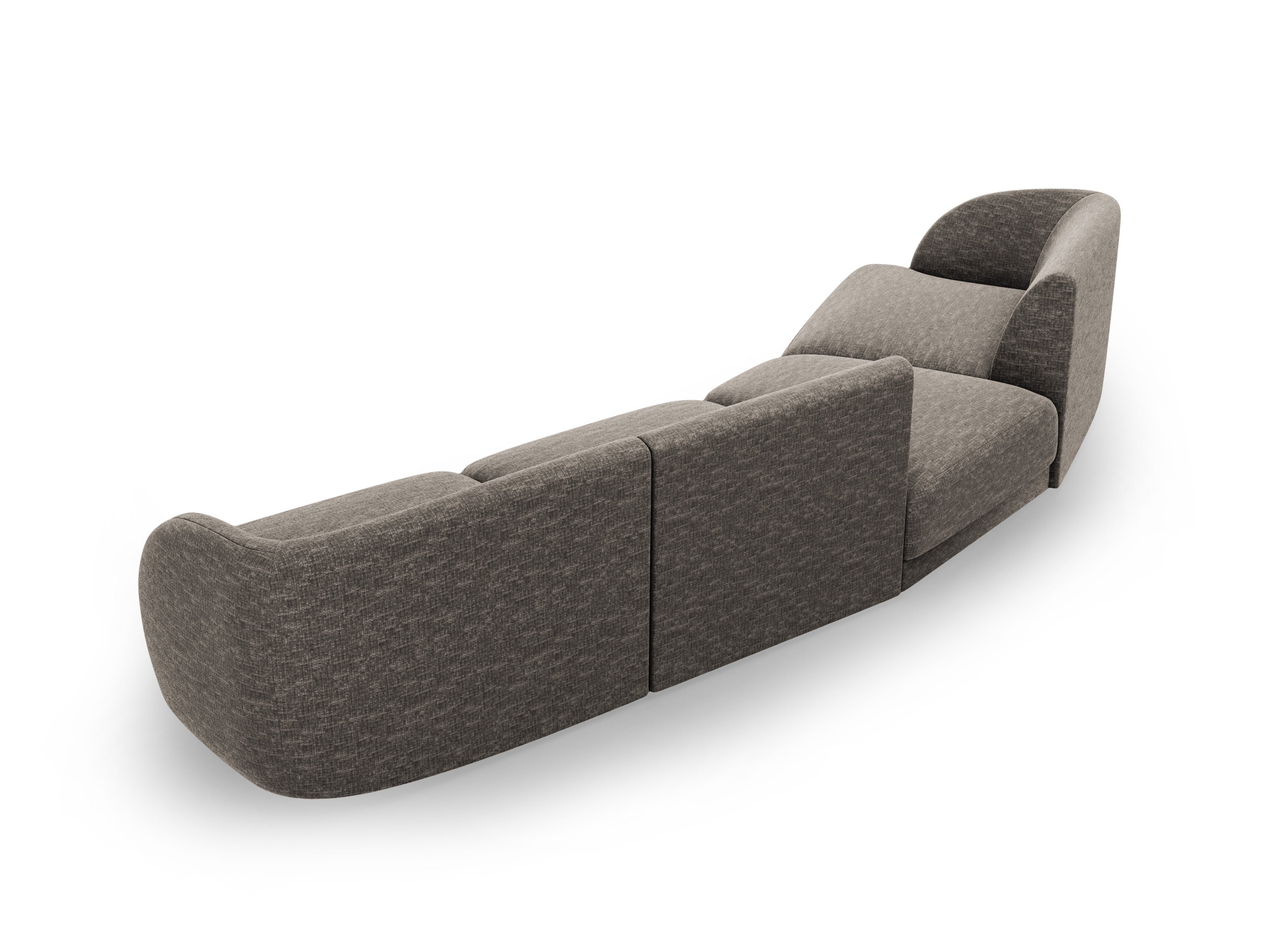 Left-facing modular sofa for 6 people MILEY gray silky chenille