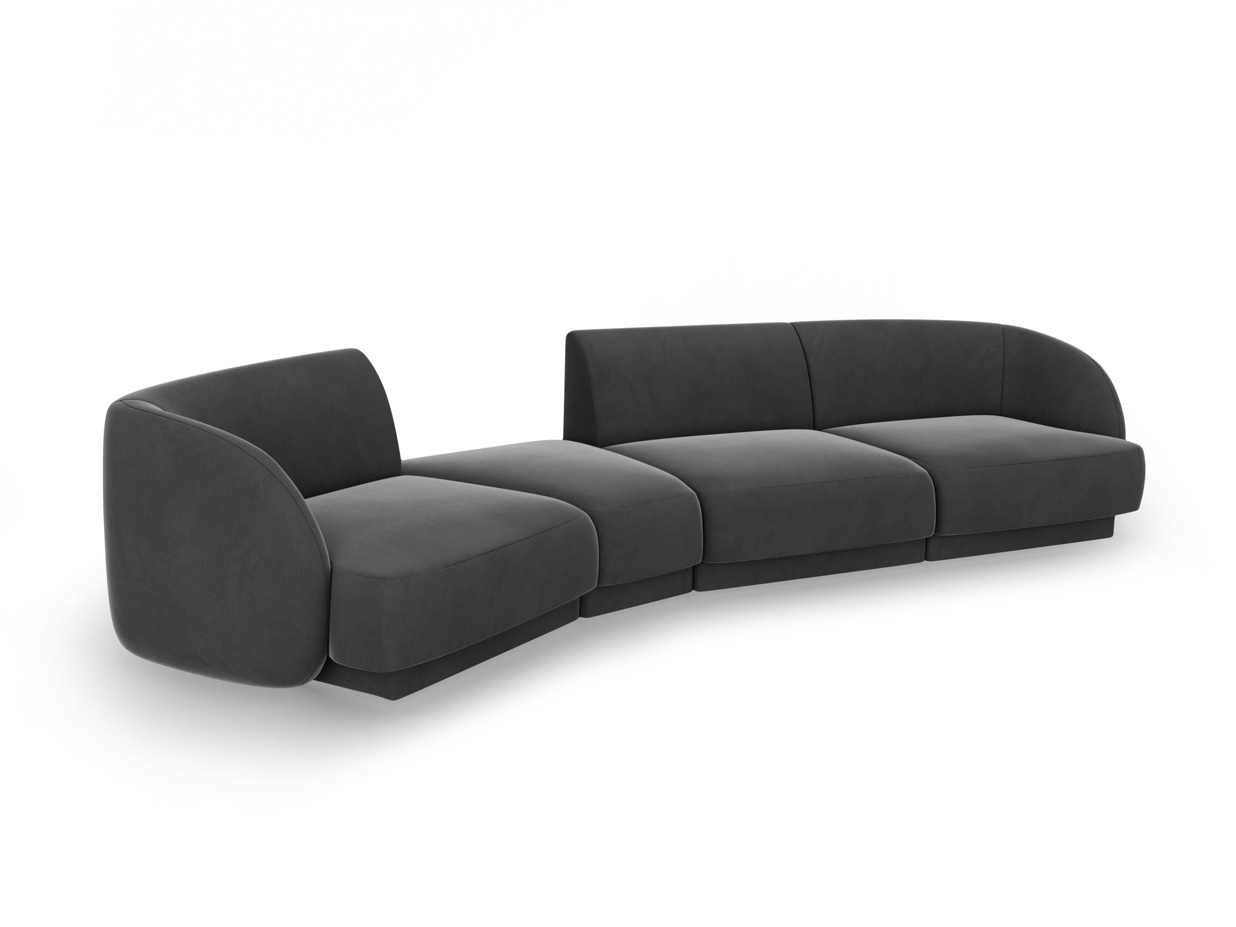 Left-facing modular velvet sofa for 6 people MILEY gray