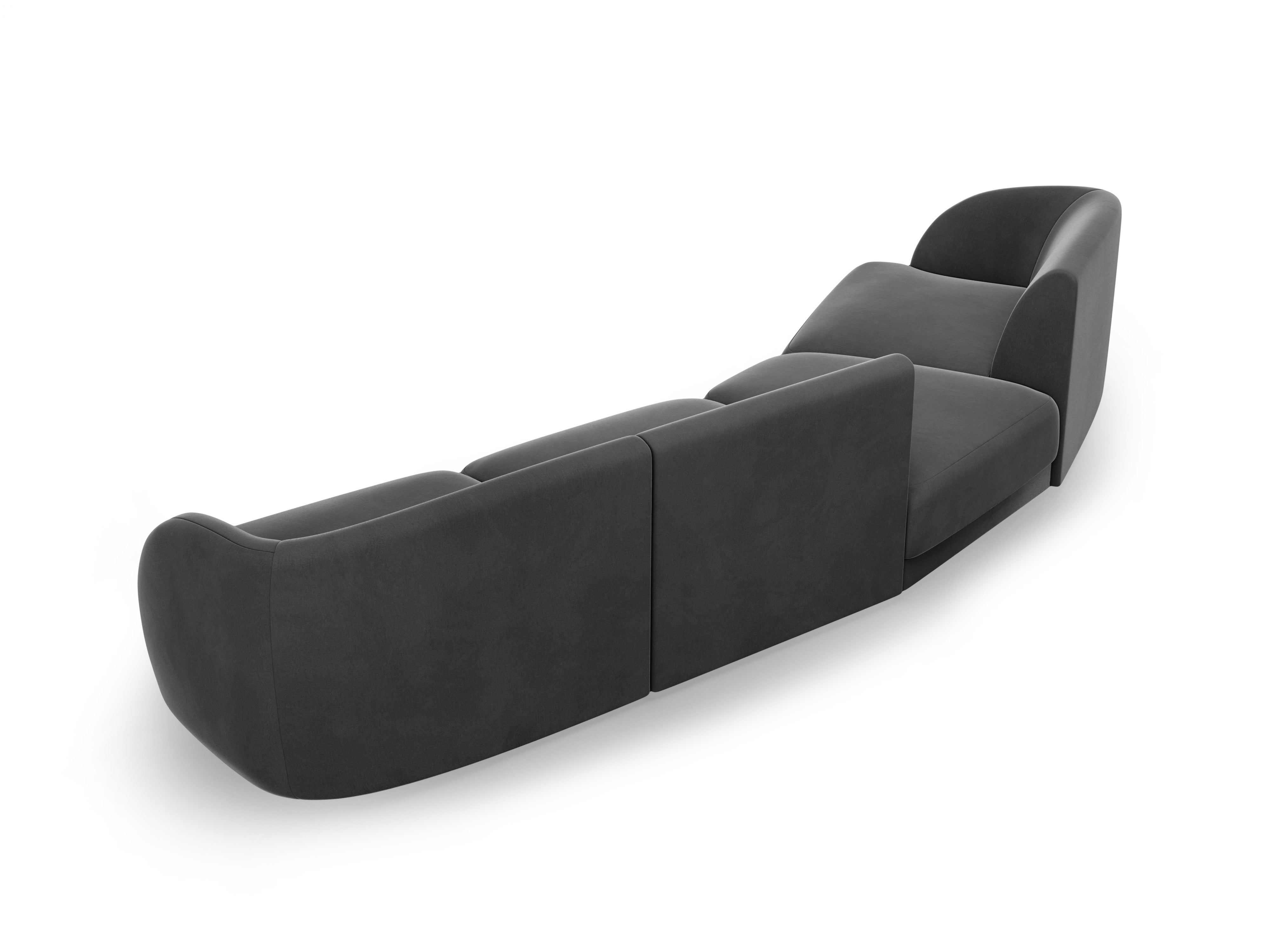 Left-facing modular velvet sofa for 6 people MILEY gray