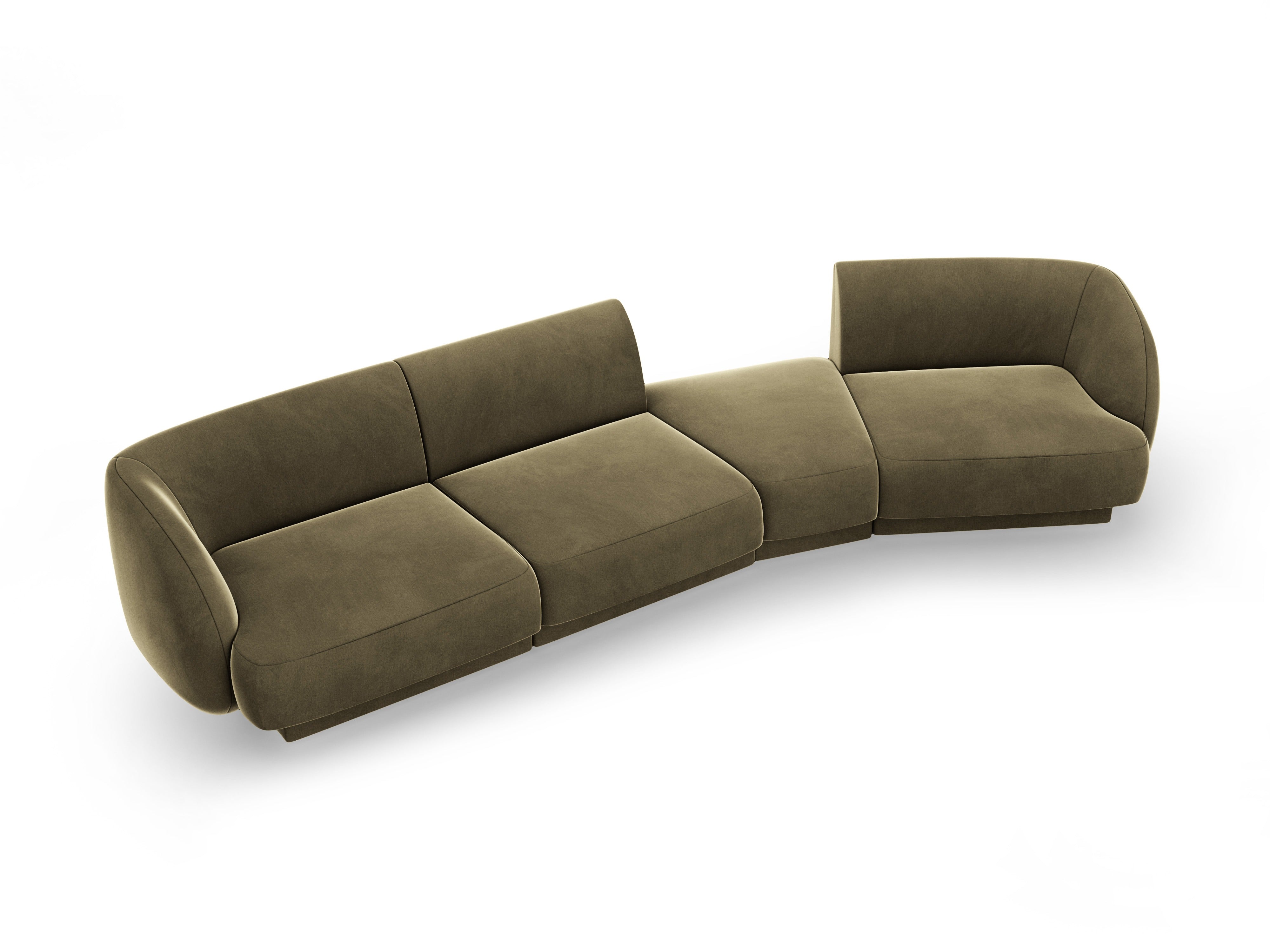 Right-facing modular velvet sofa for 6 people MILEY green
