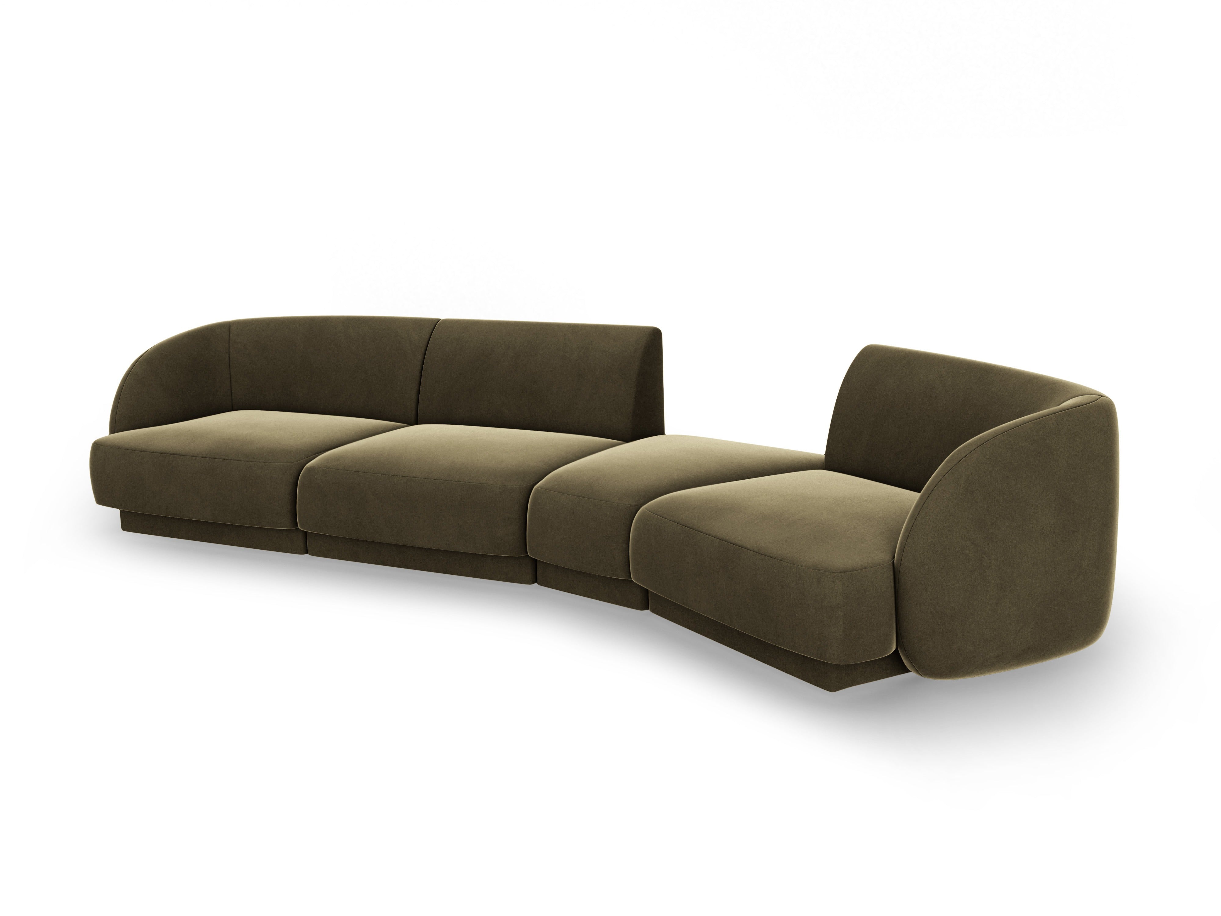 Right-facing modular velvet sofa for 6 people MILEY green