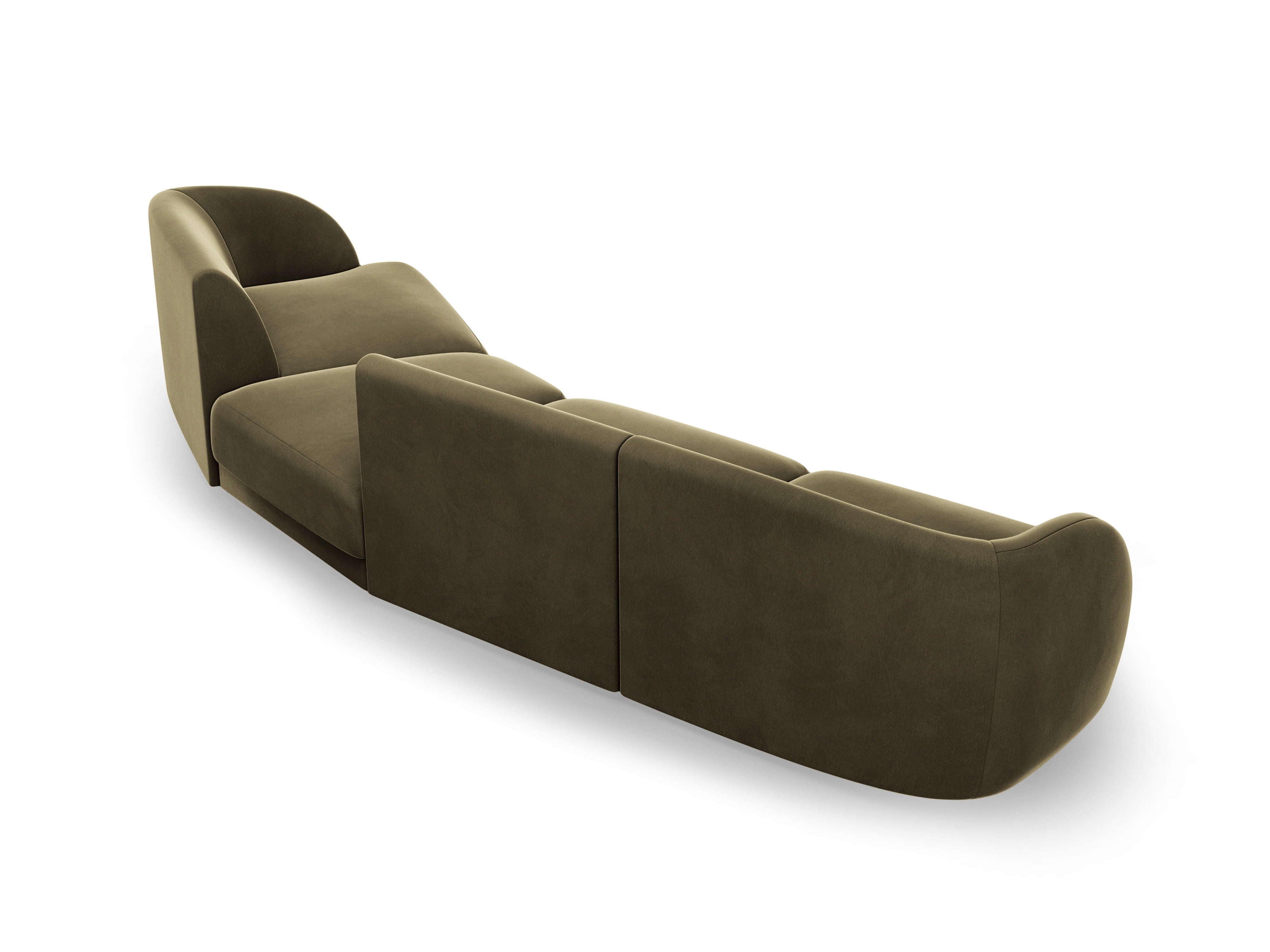 Right-facing modular velvet sofa for 6 people MILEY green