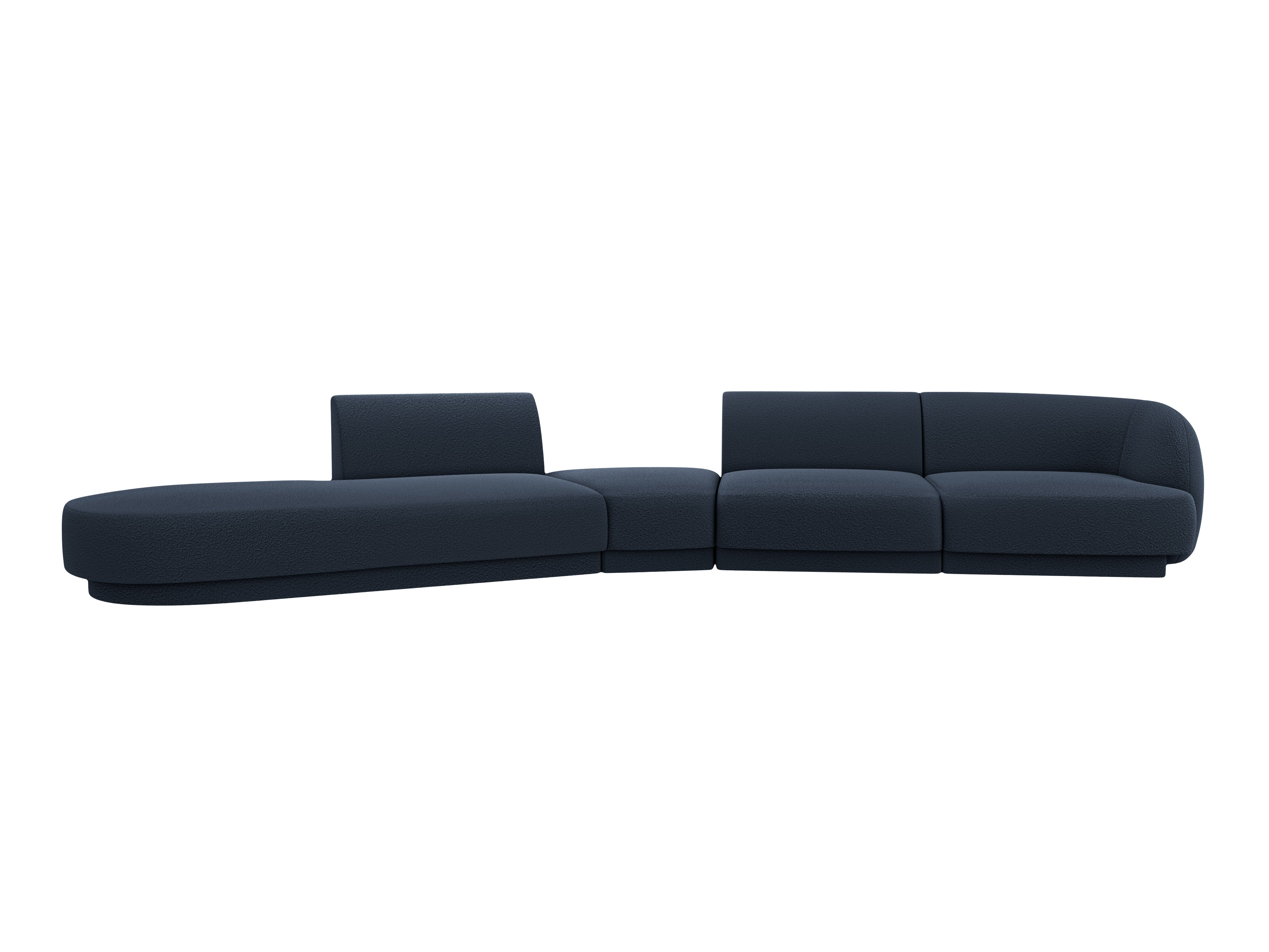 Left-facing modular corner sofa for 7 people MILEY dark blue boucle