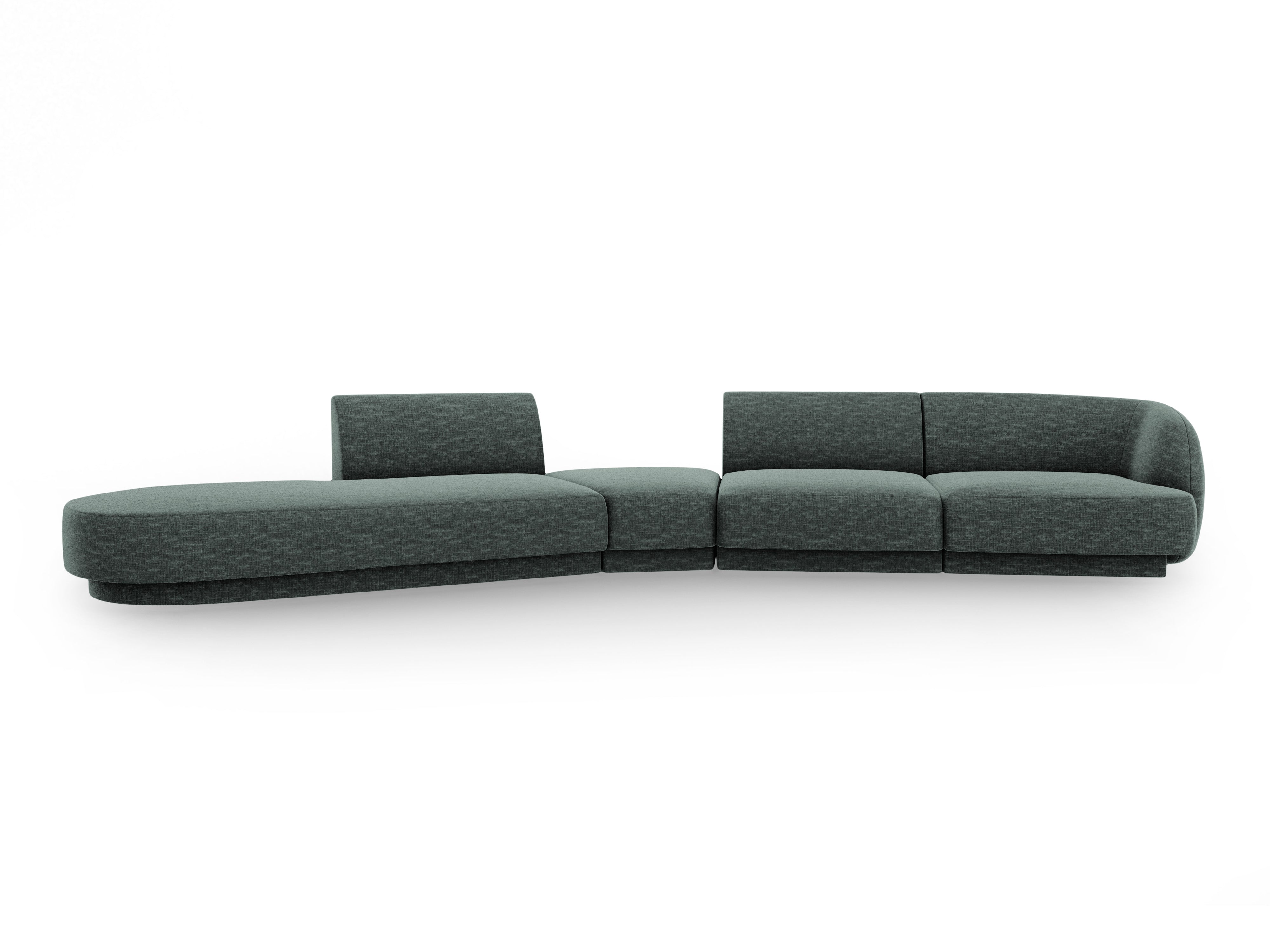 Left-facing modular corner sofa for 7 people MILEY petrol blue silky chenille
