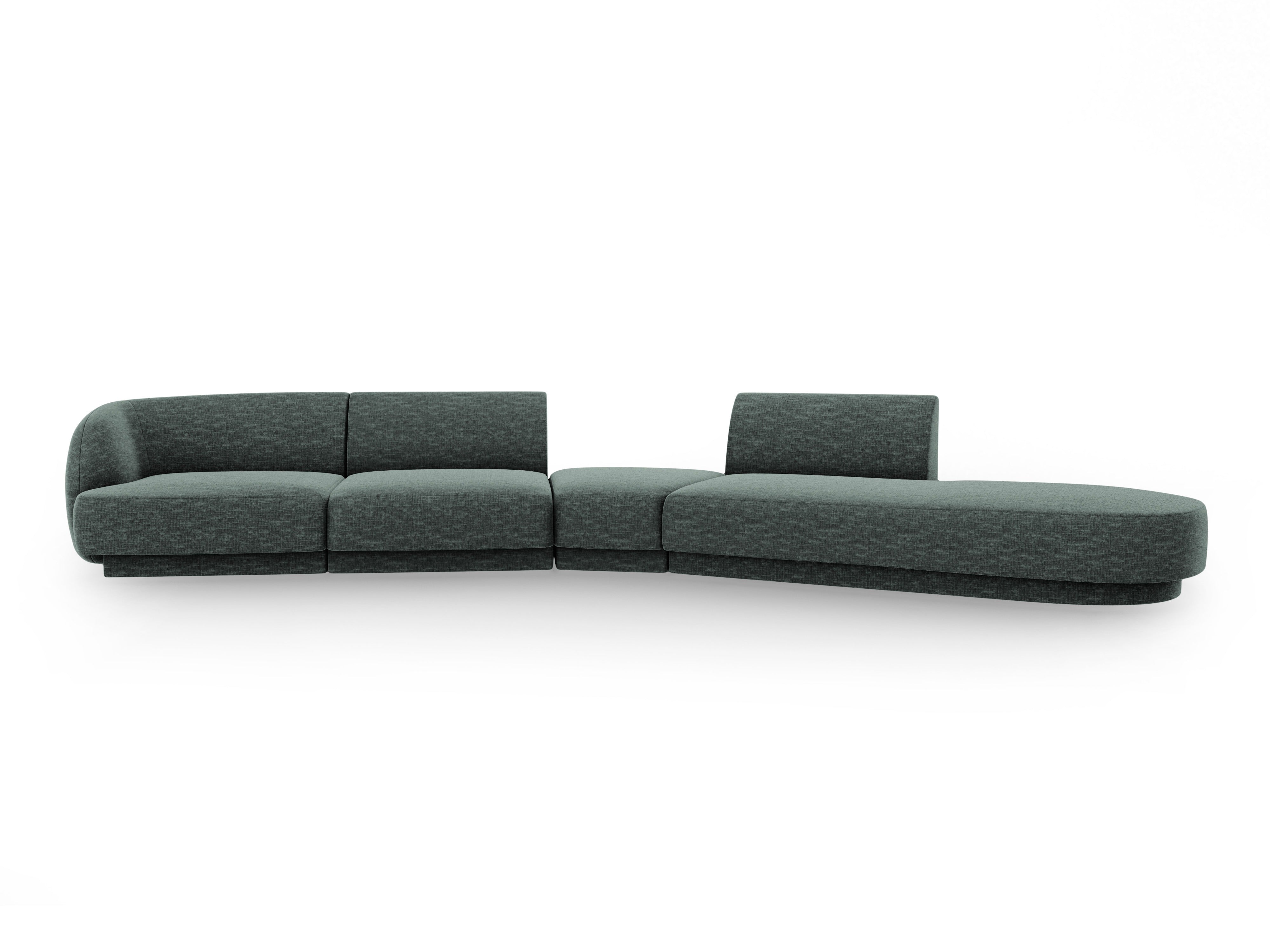 Right-facing modular corner sofa for 7 people MILEY petrol blue silky chenille