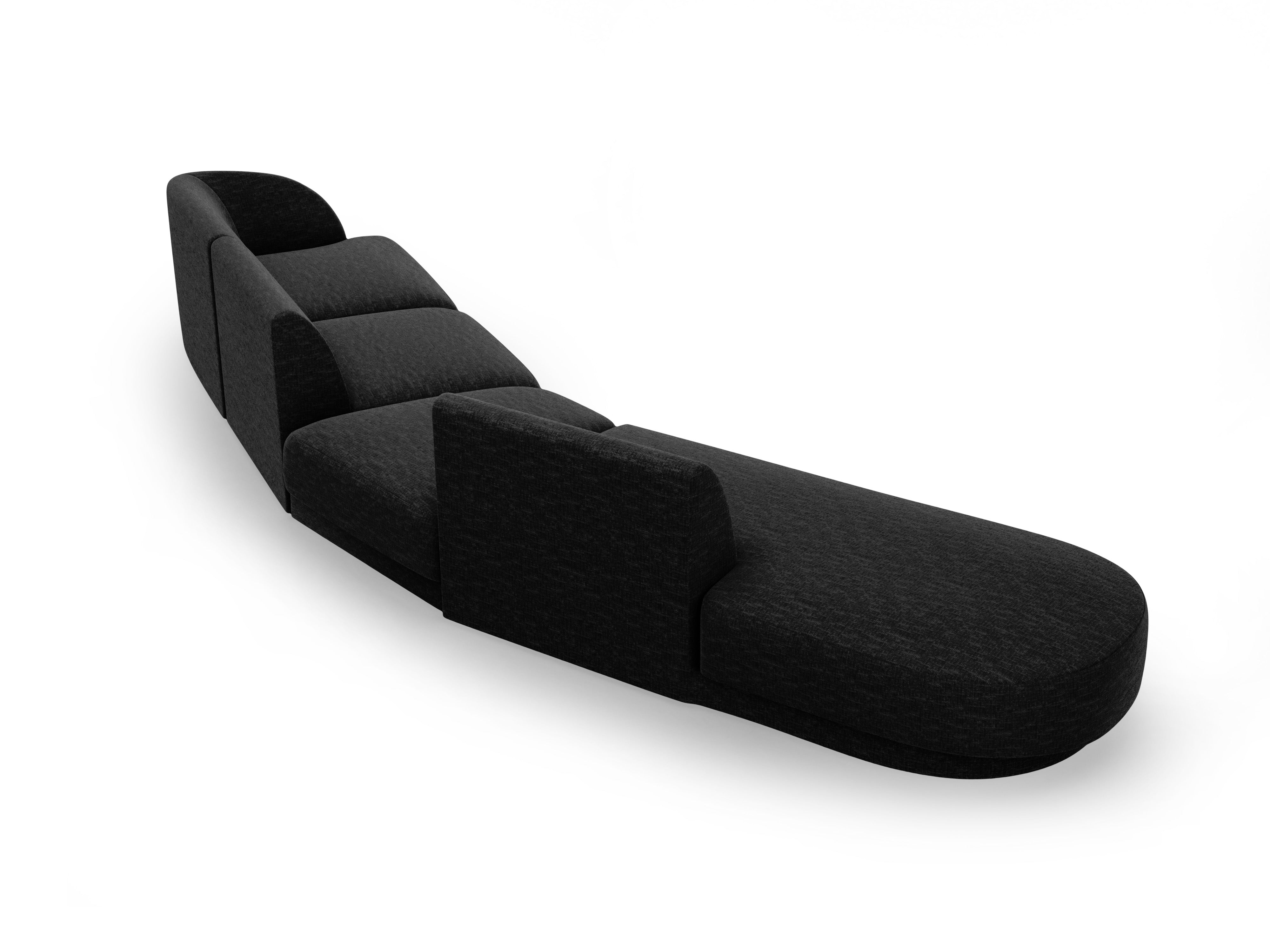 Left-facing modular corner sofa for 7 people MILEY black silky chenille